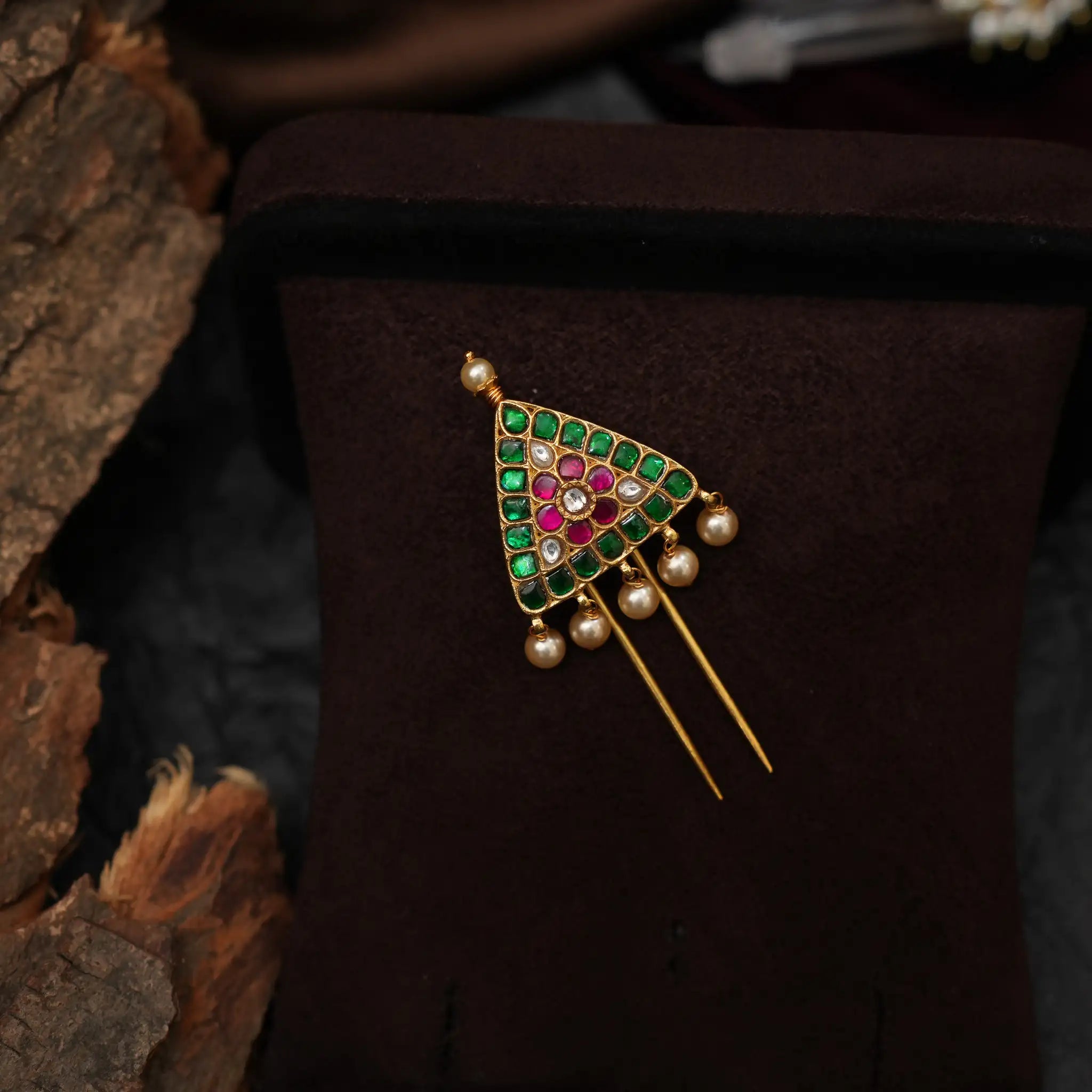 Kalini Silver Hair Pin - Green