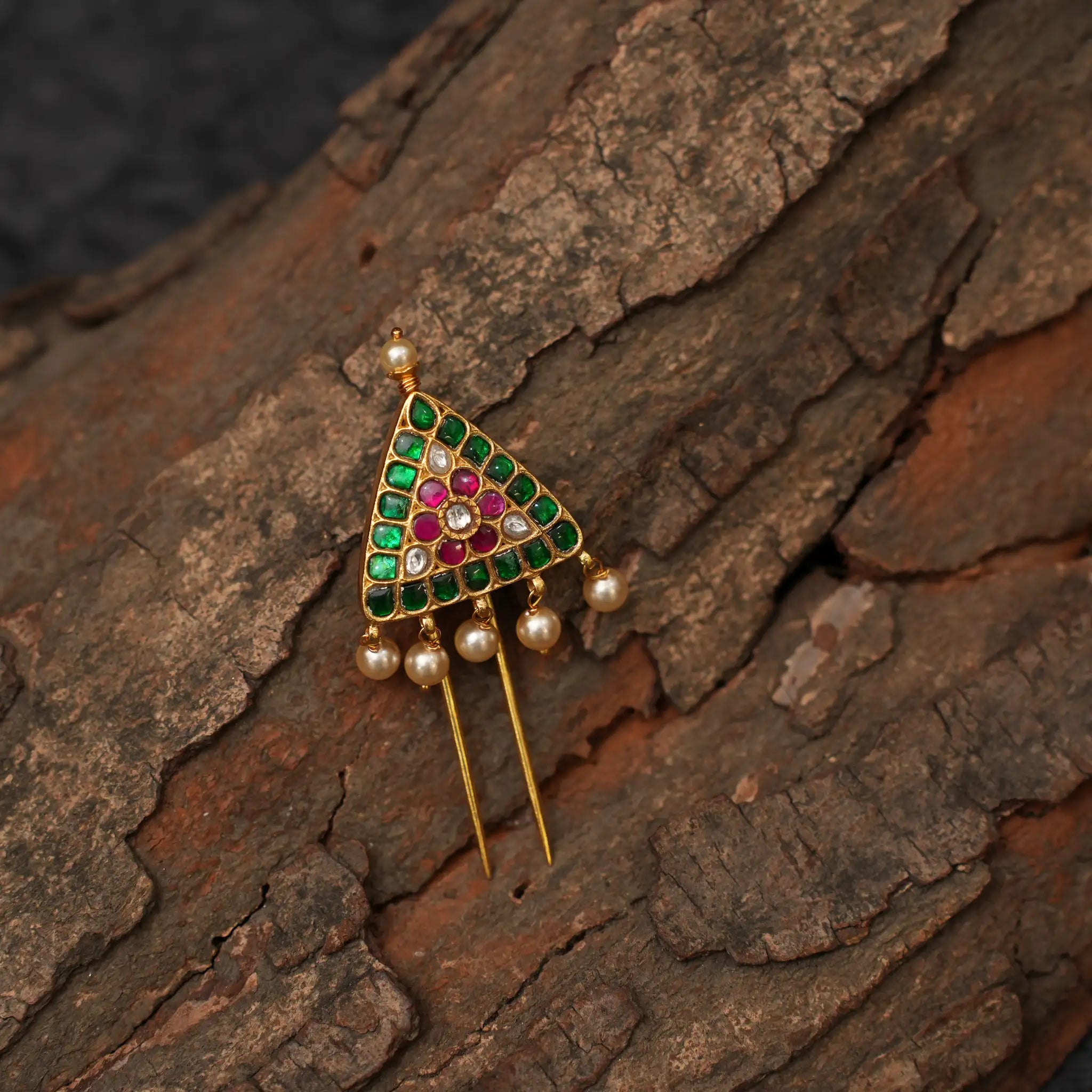 Kalini Silver Hair Pin - Green