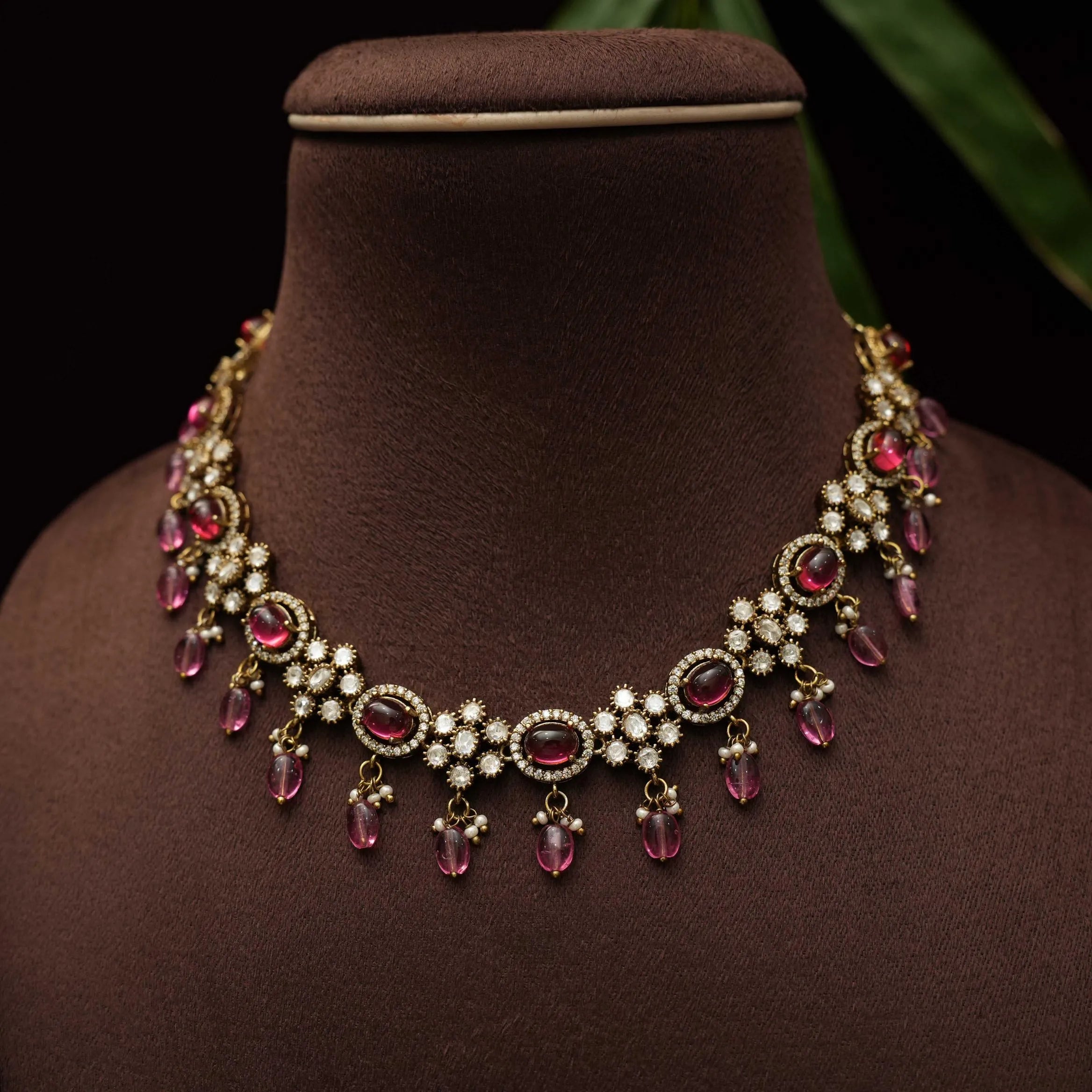 Kamal Polki Necklace - Red