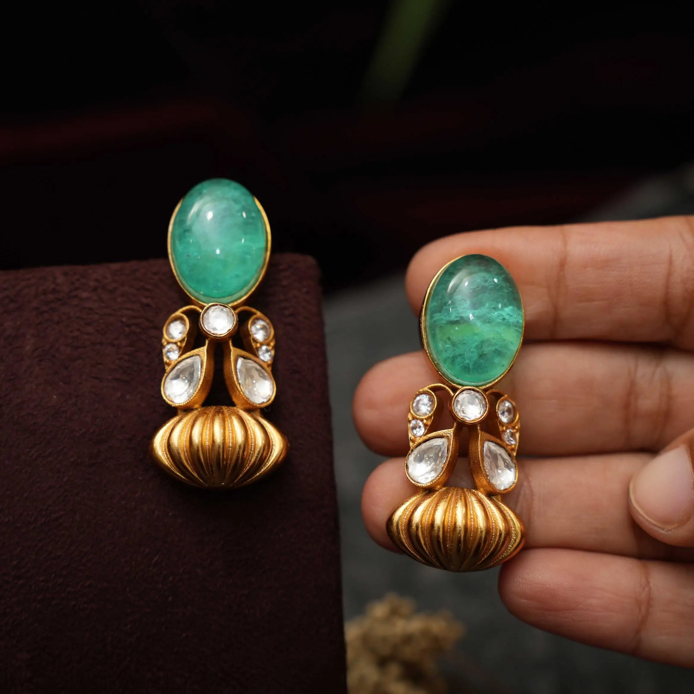 Kamala Polki Earrings -  Pastel Green