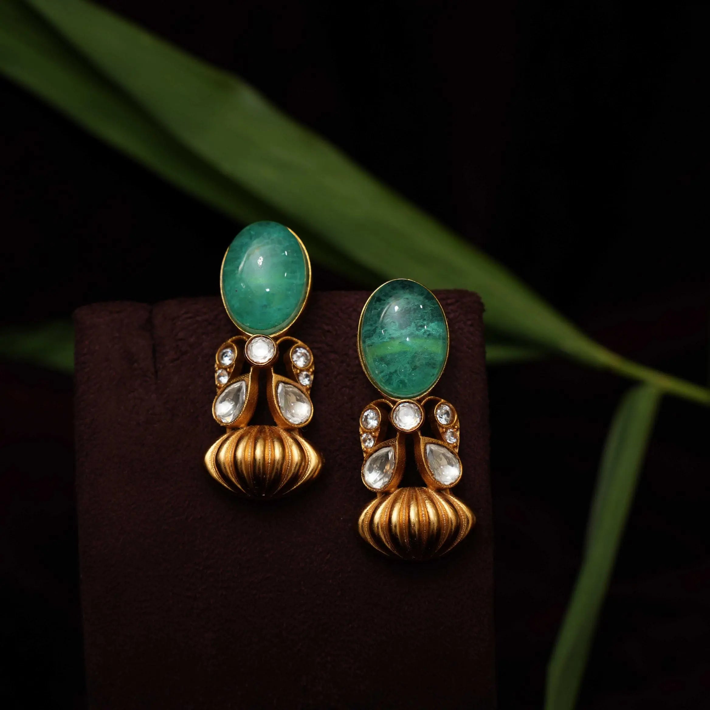 Kamala Polki Earrings -  Pastel Green