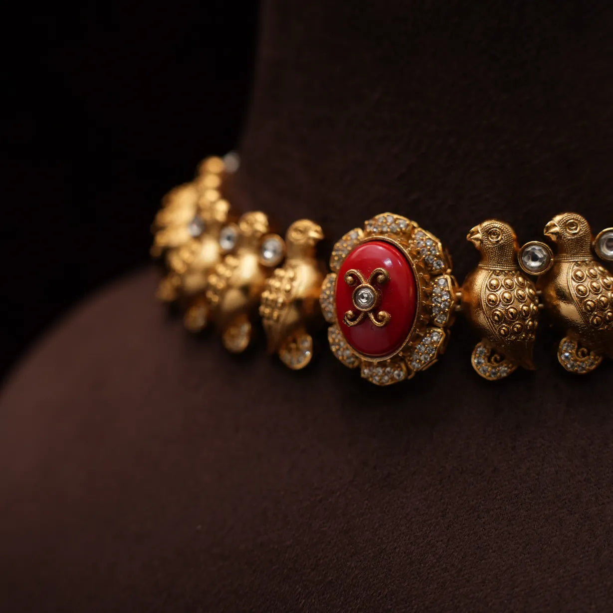 Kamalika Antique Choker - Coral