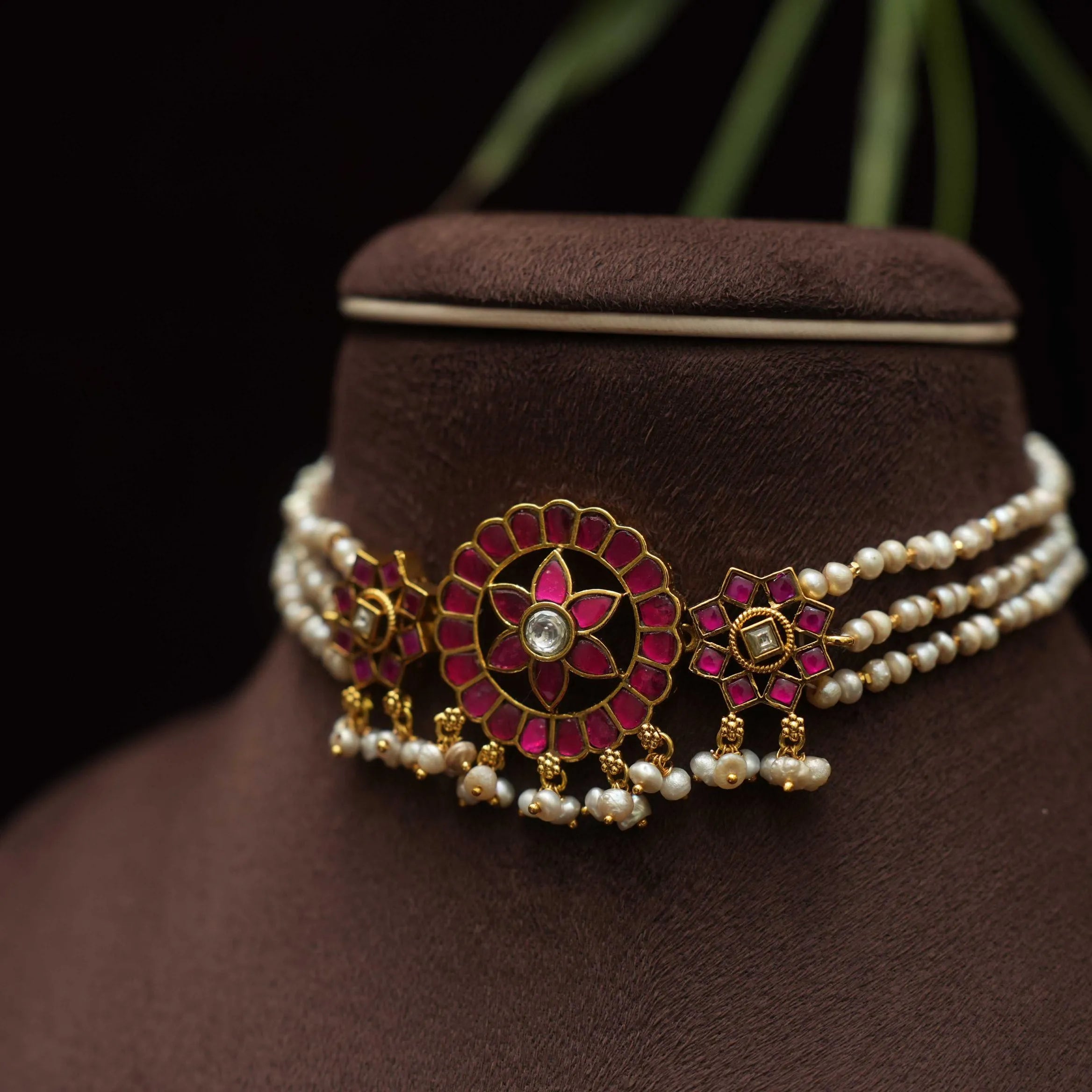 Kaveeya Polki Beaded Choker - Aaby