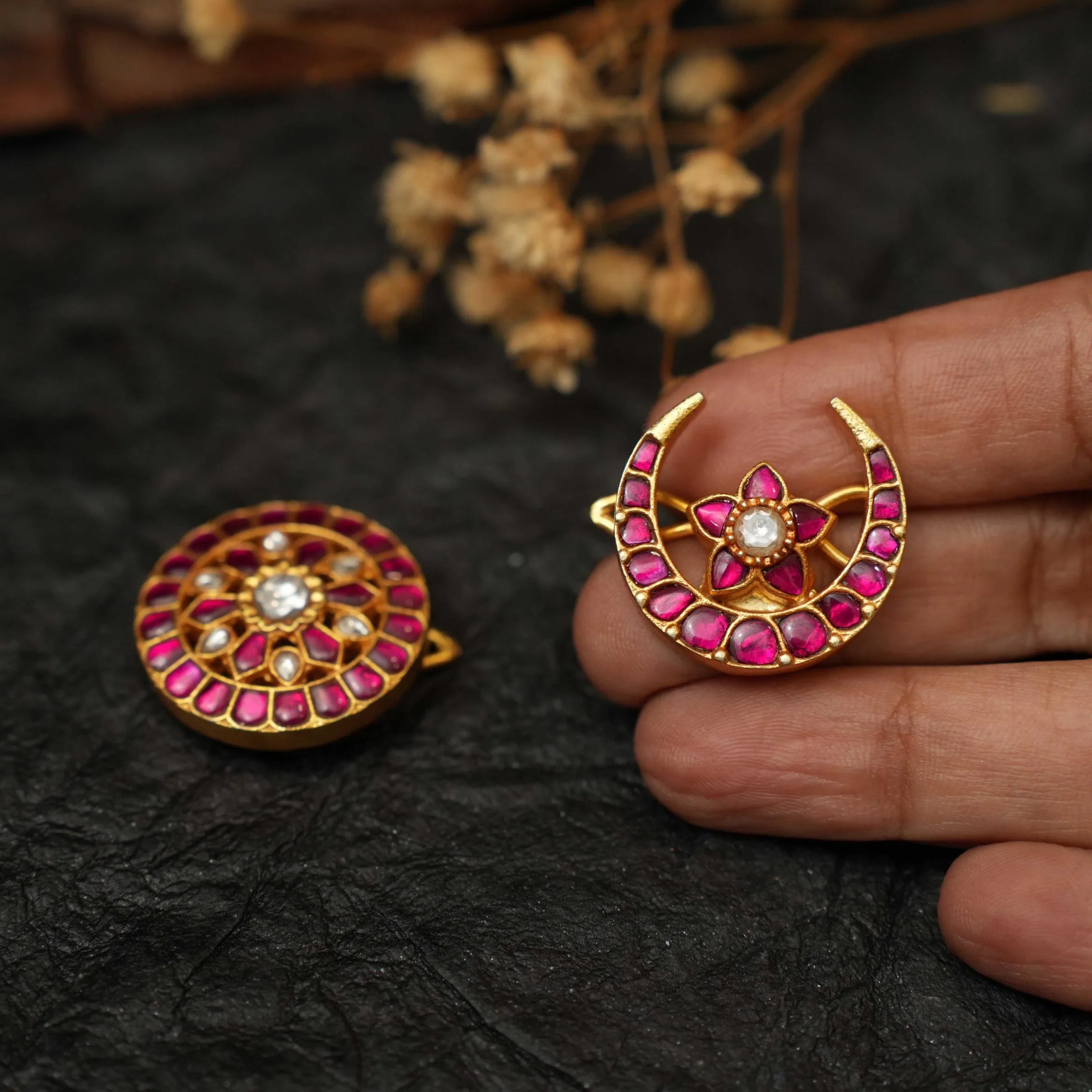 Kavi Sun and Moon Silver Hair Accessory - Esha