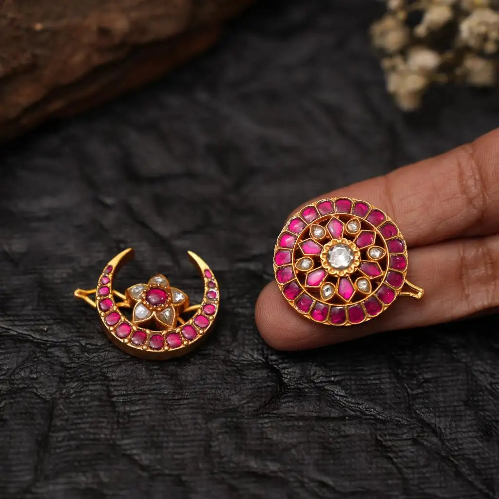 Kavi Sun and Moon Silver Hair Accessory - Vani