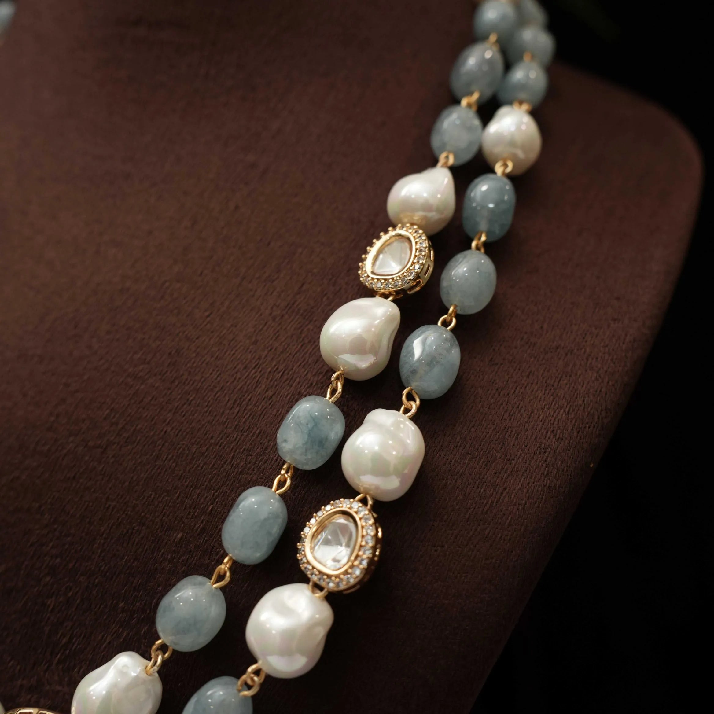 Kavya Beaded Necklace - Pastel Blue