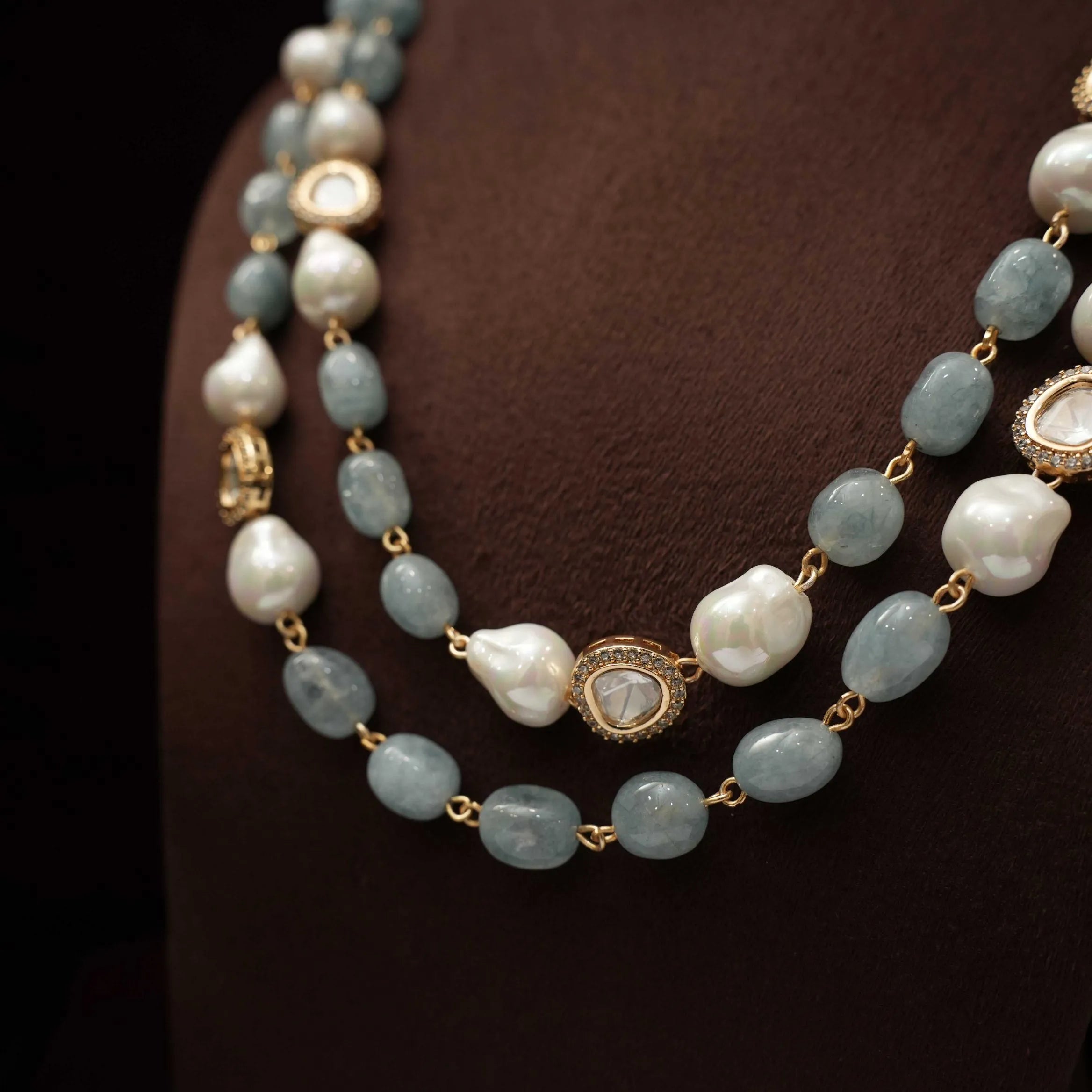 Kavya Beaded Necklace - Pastel Blue