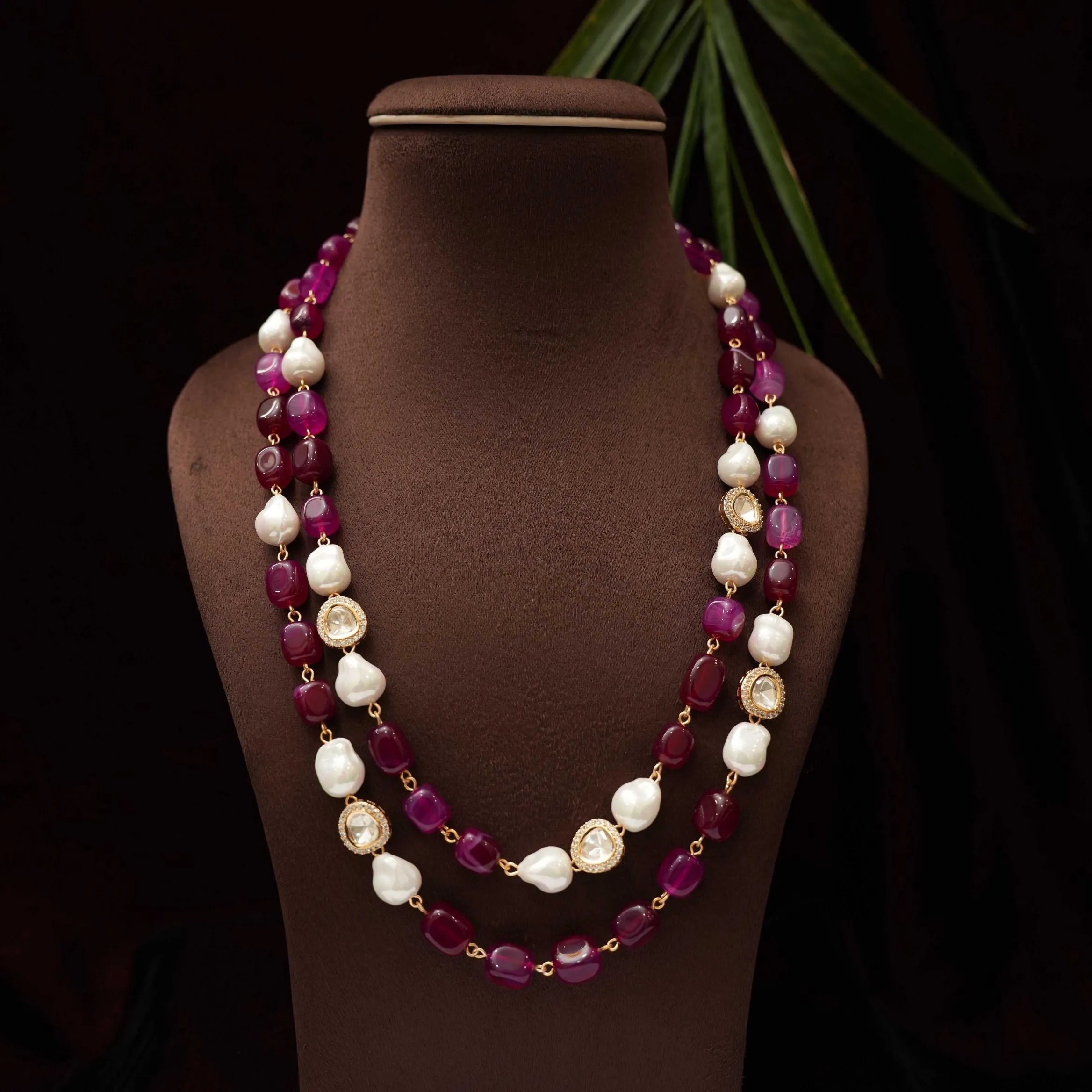 Kavya Beaded Necklace - Purple