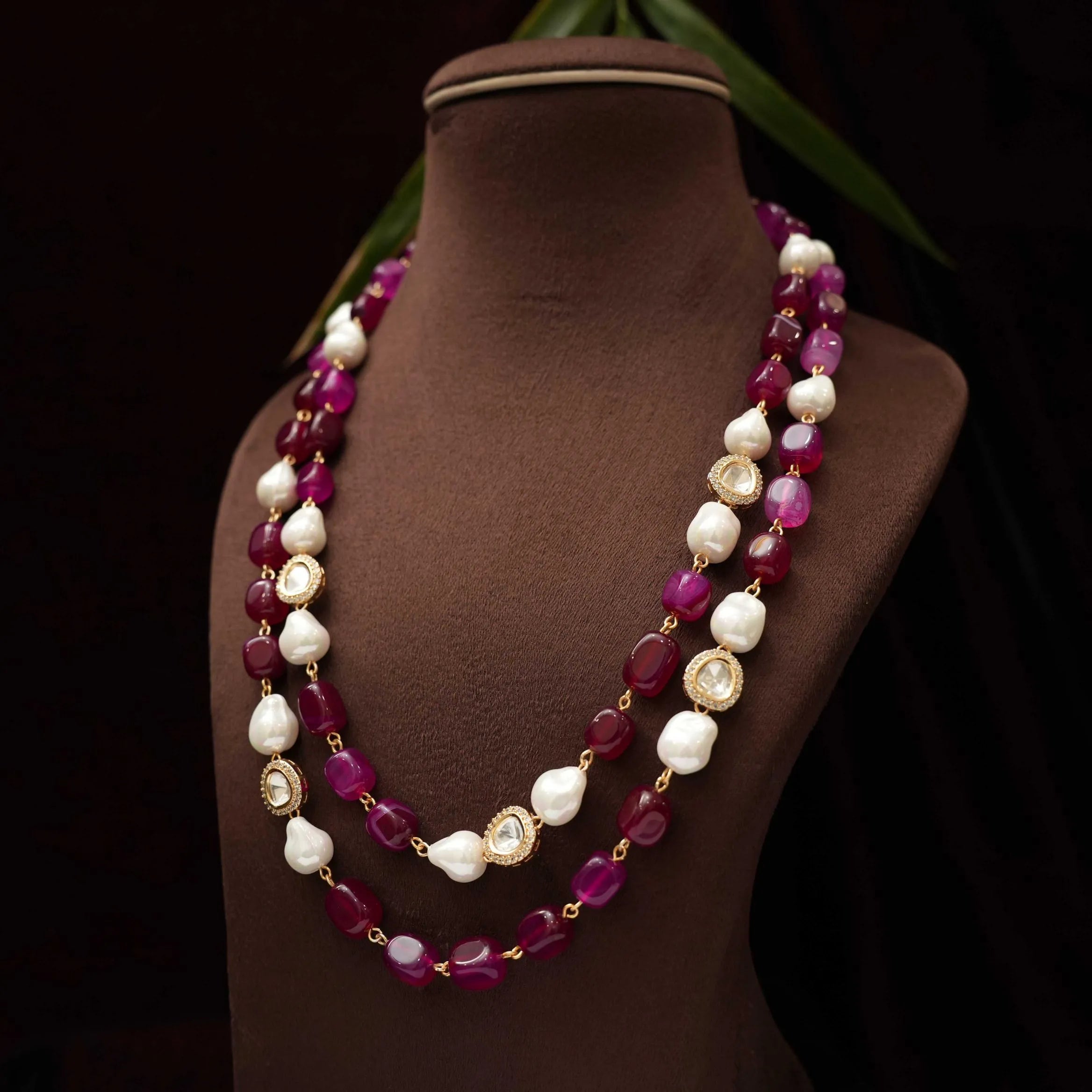 Kavya Beaded Necklace - Purple