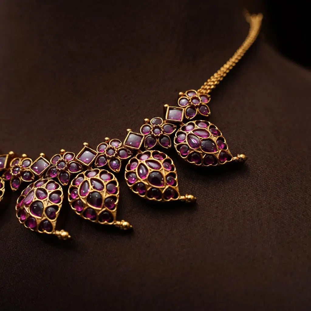 Ketaki Antique Mango Neckace - Red