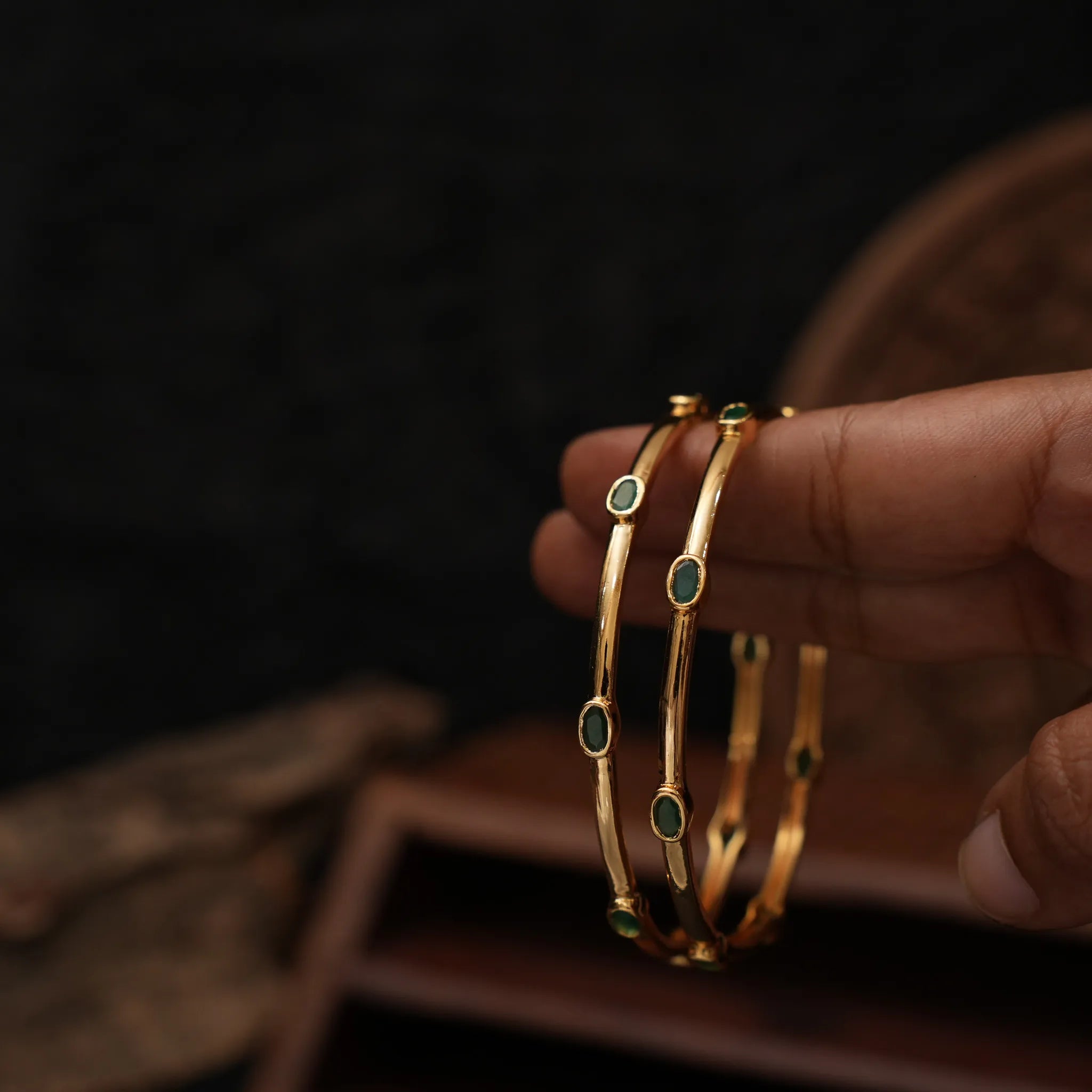 Kiana Antique Bangles - Green