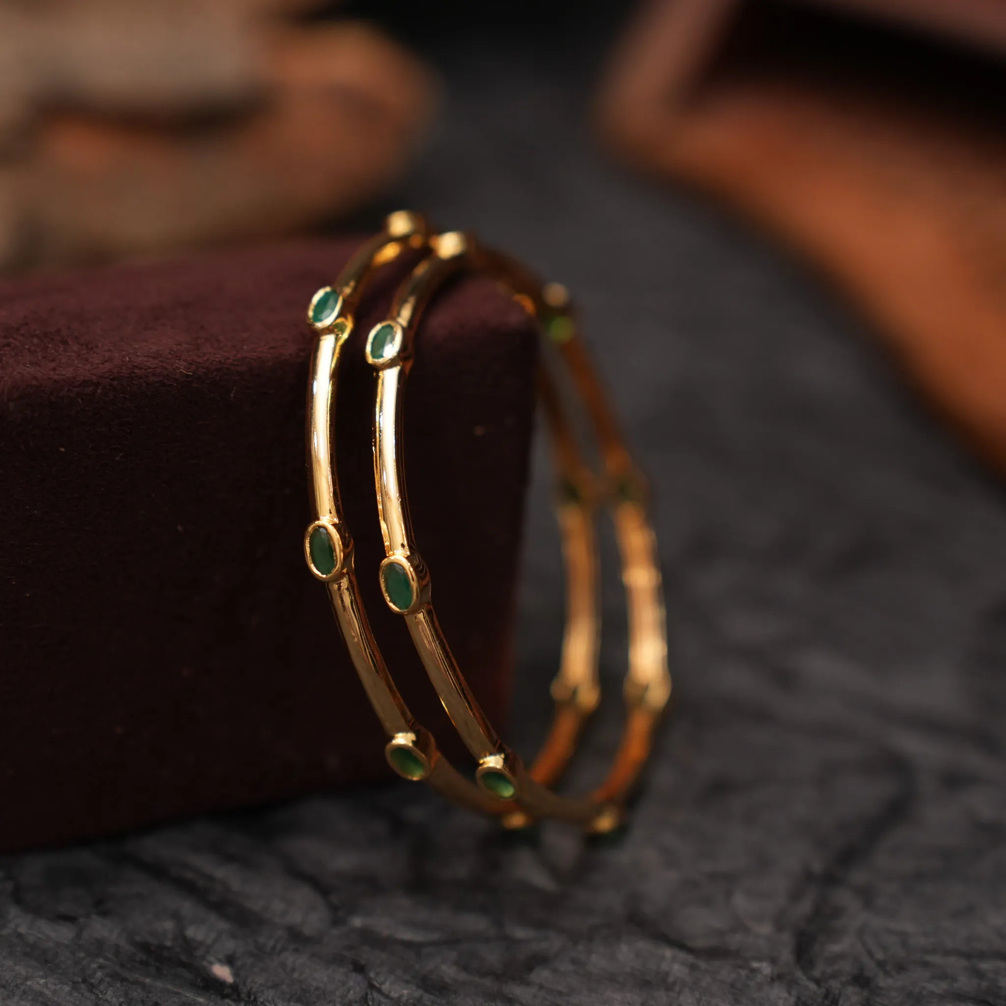 Kiana Antique Bangles - Green