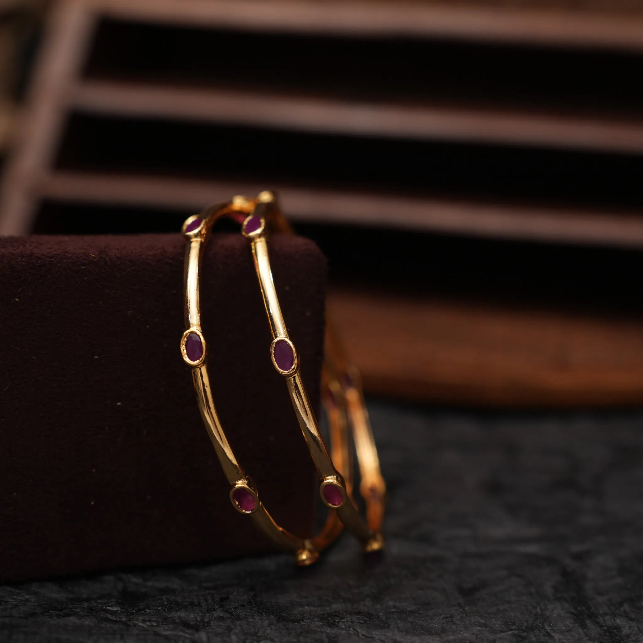 Kiana Antique Bangles - Red