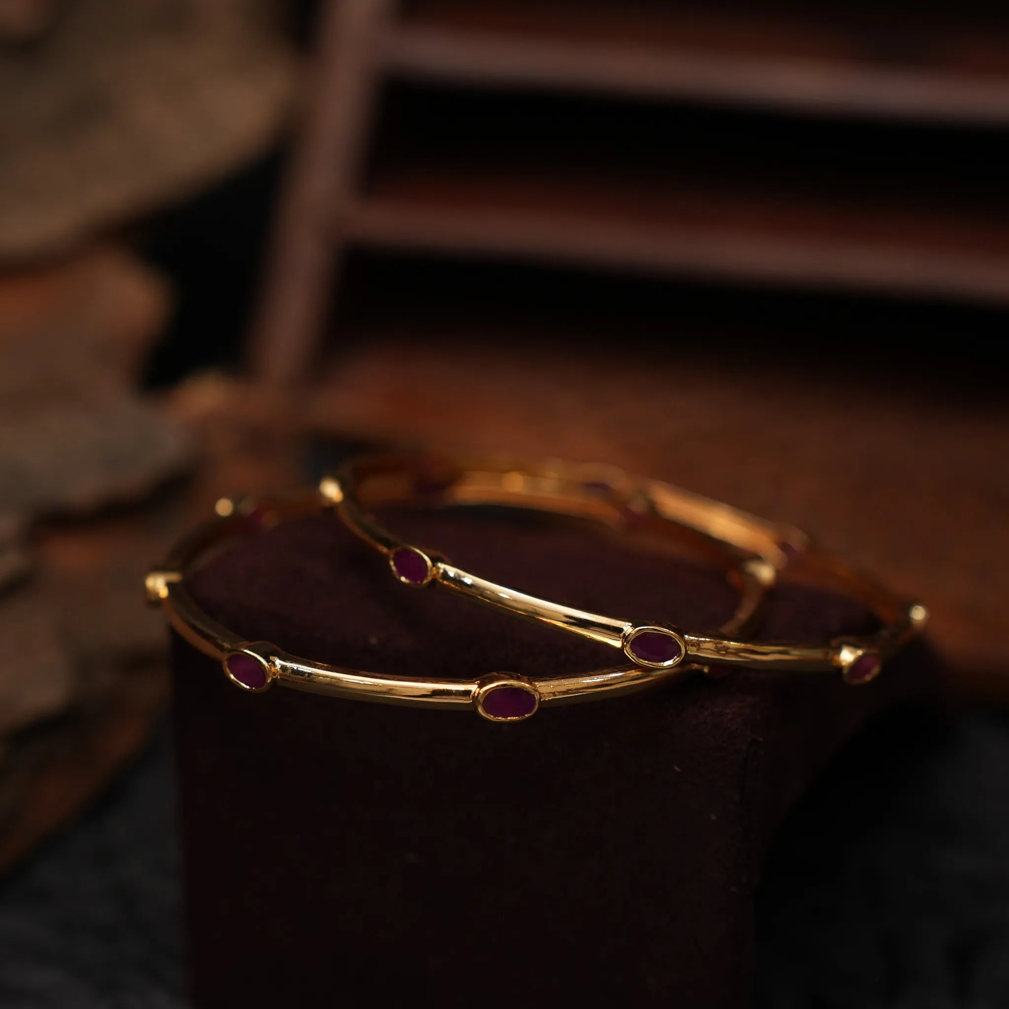 Kiana Antique Bangles - Red
