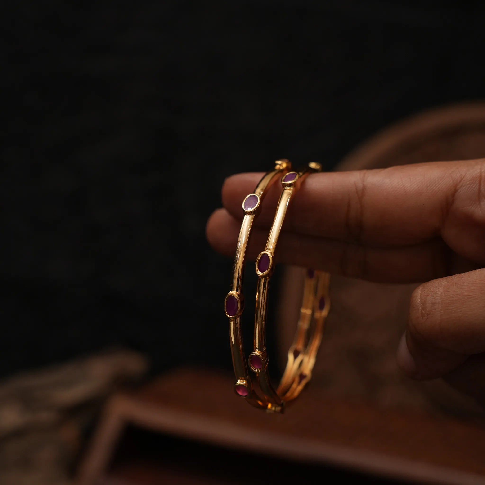 Kiana Antique Bangles - Red