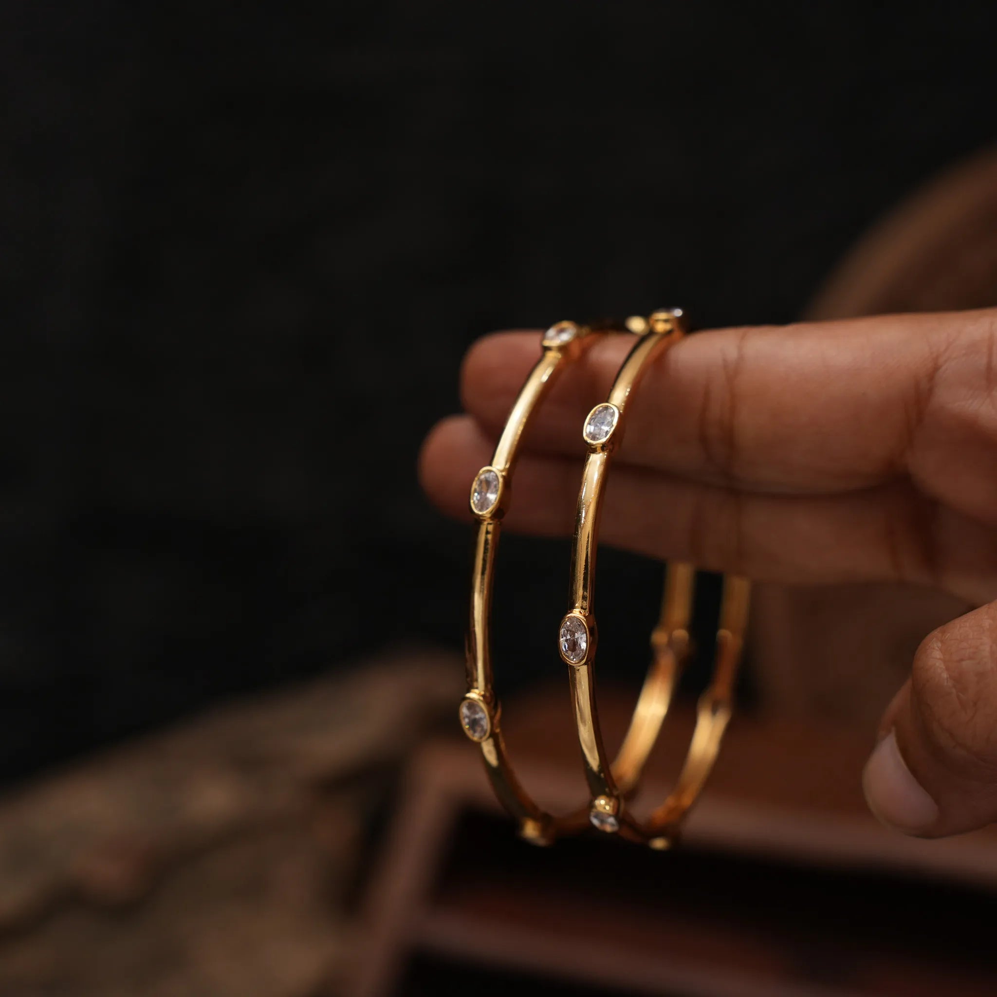 Kiana Antique Bangles - White