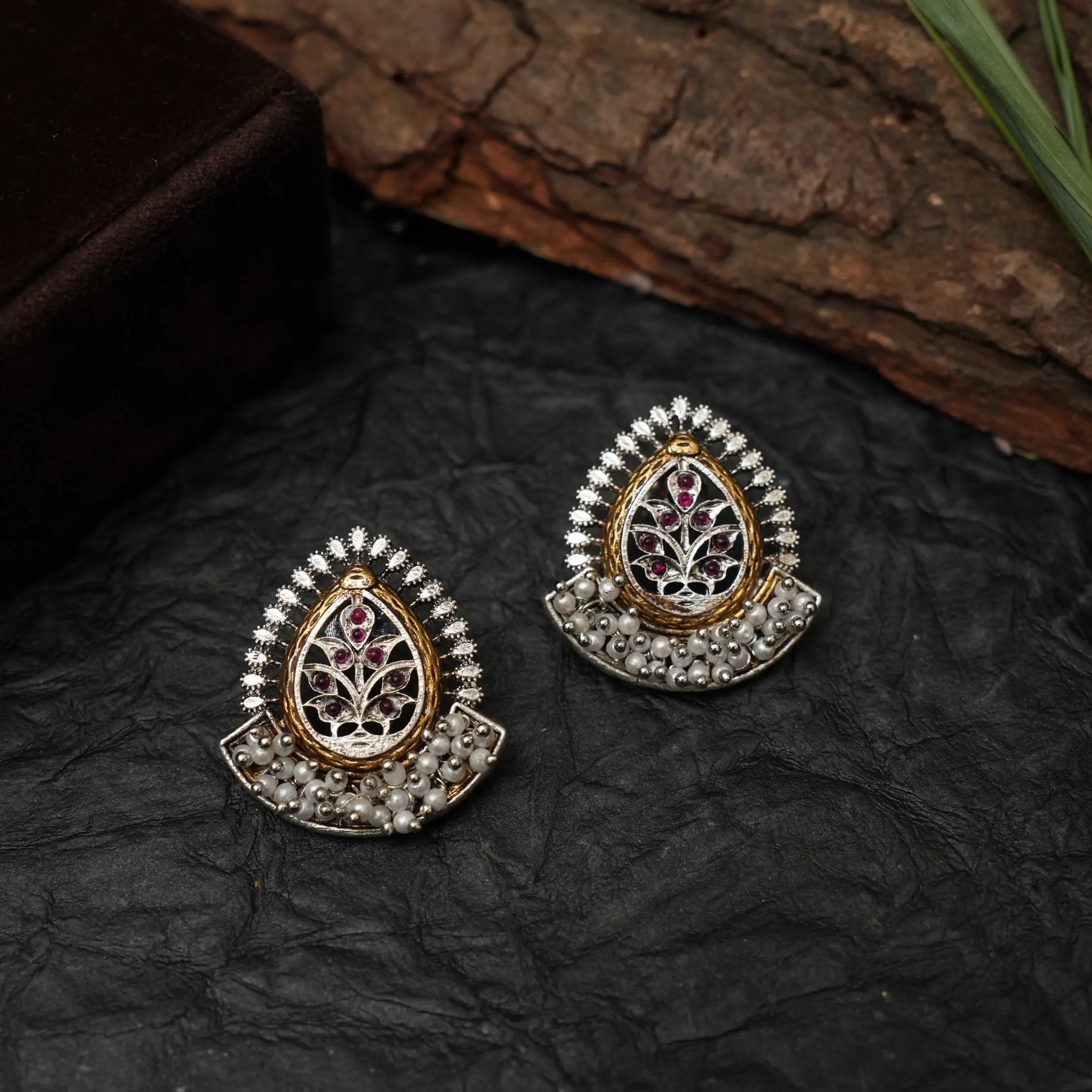 Kira Antique Dual Tone Earrings