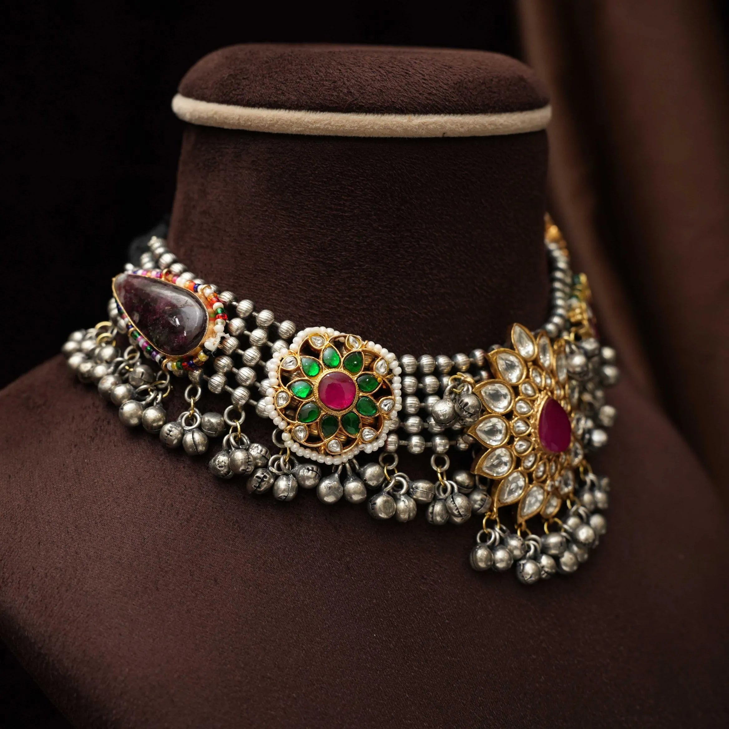 Kiya Antique Dual Tone Choker - Red