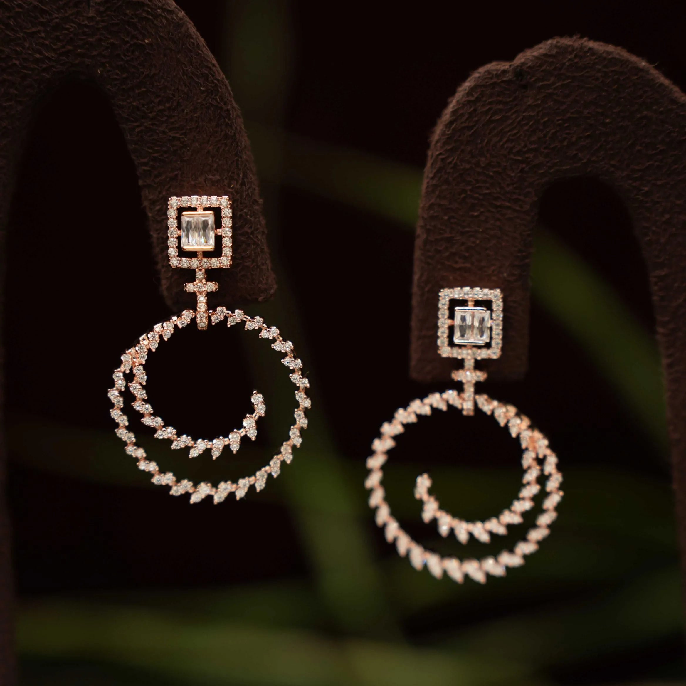 Kridha Zircon Designer Earrings - Rose Gold