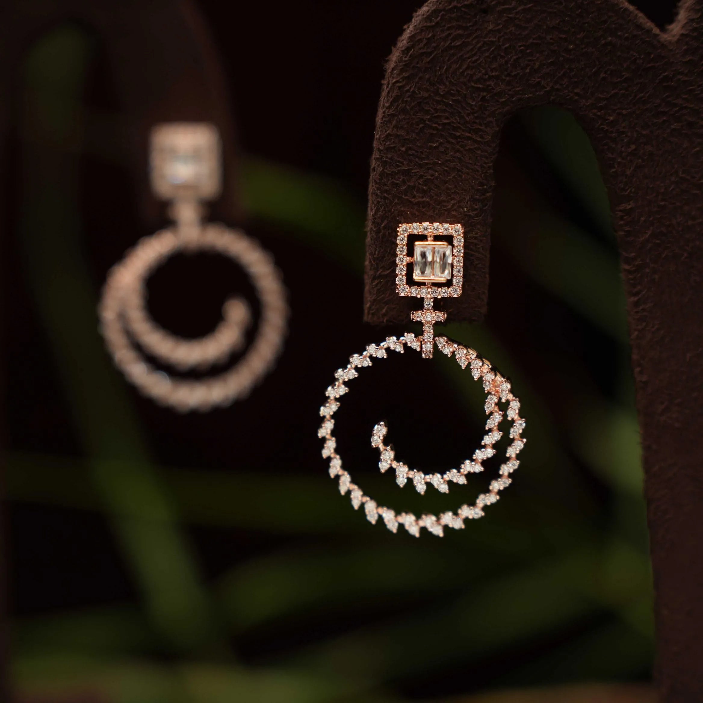 Kridha Zircon Designer Earrings - Rose Gold