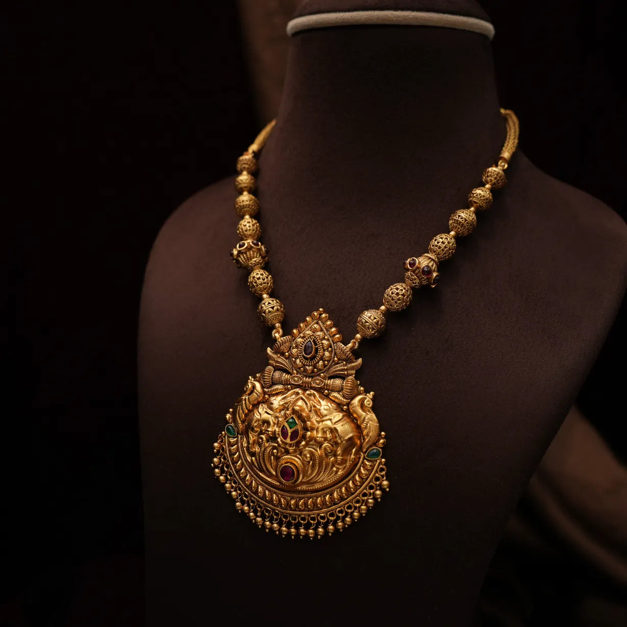 Kripa Antique Necklace - Red & Green