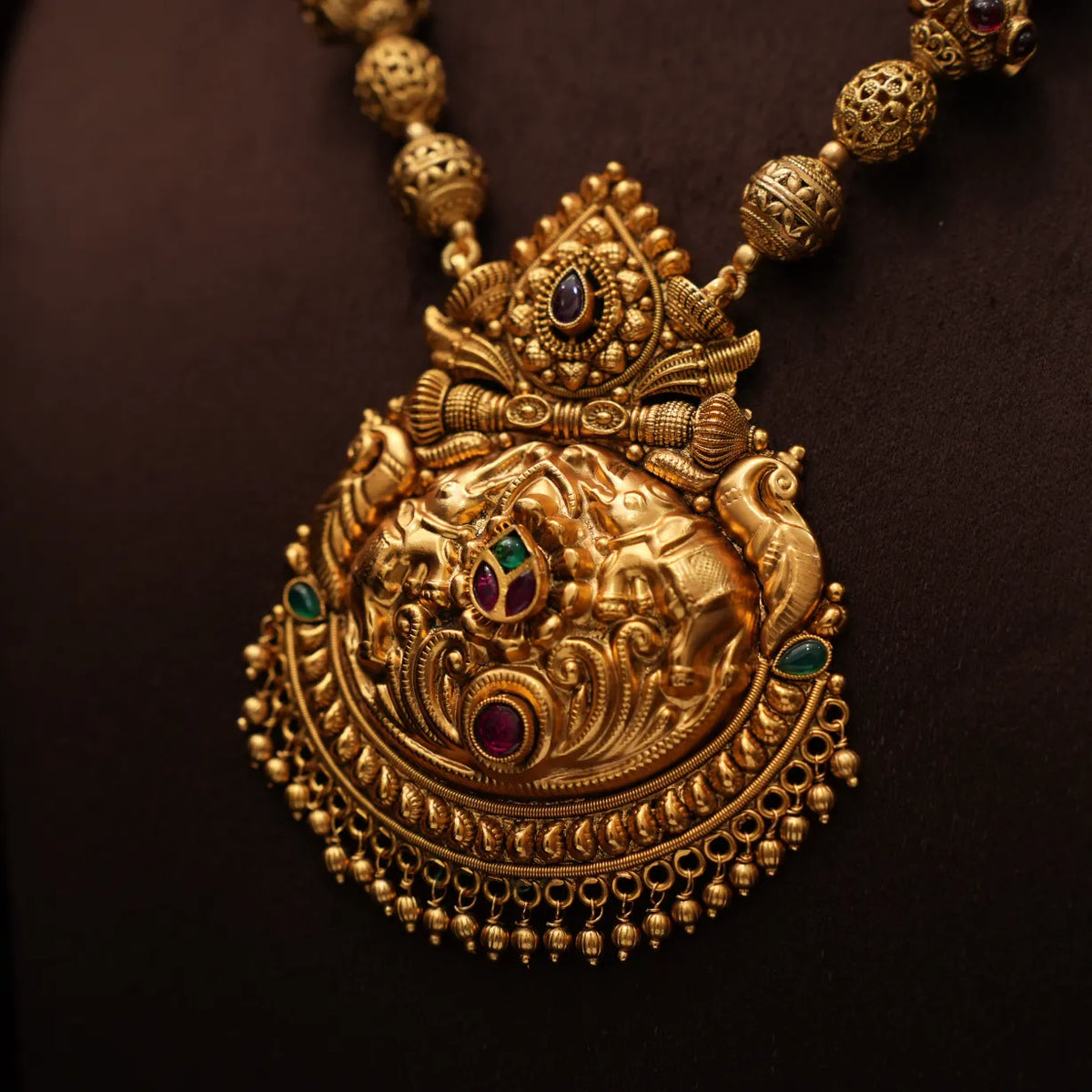 Kripa Antique Necklace - Red & Green