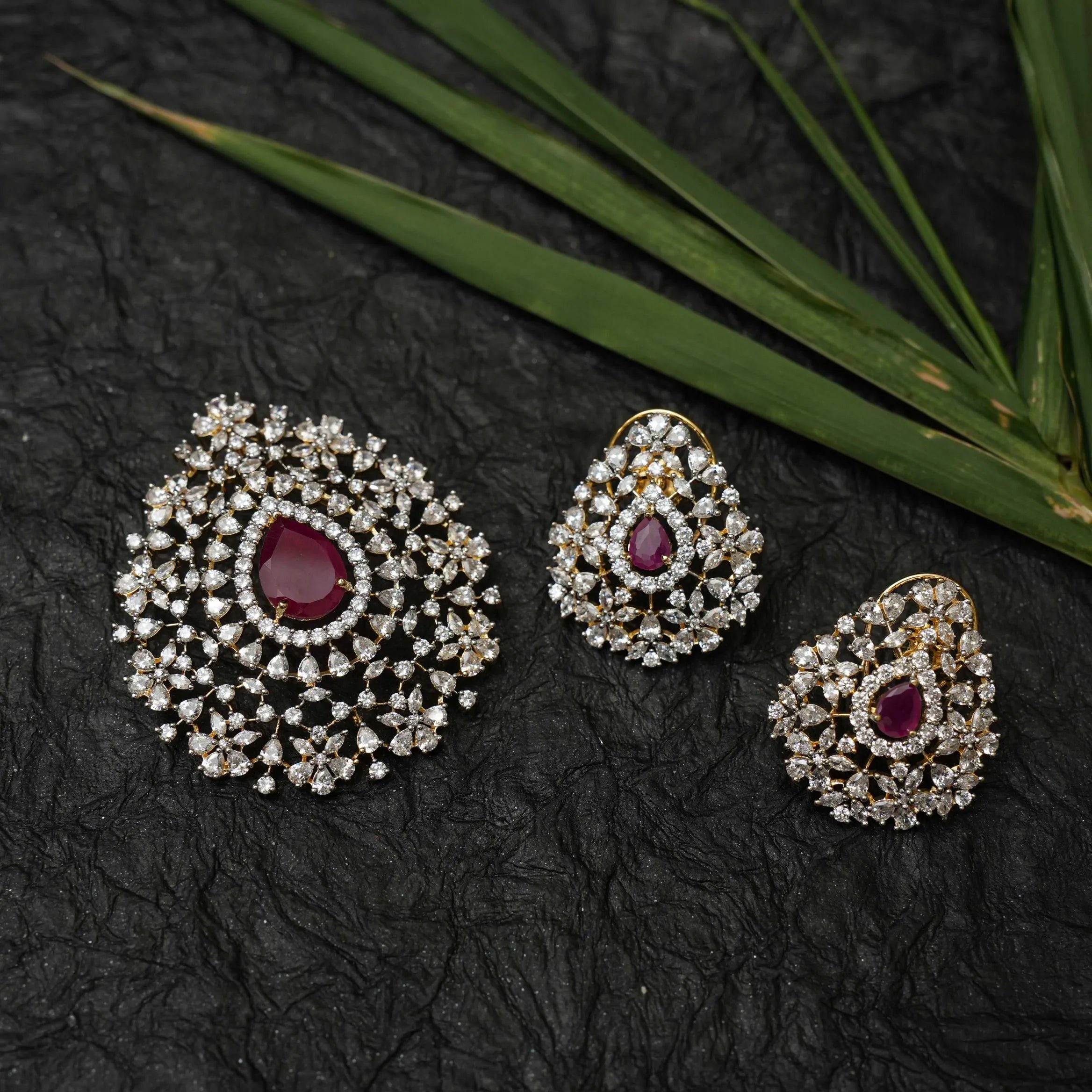 Kripa Zircon Pendant - Reddish Pink