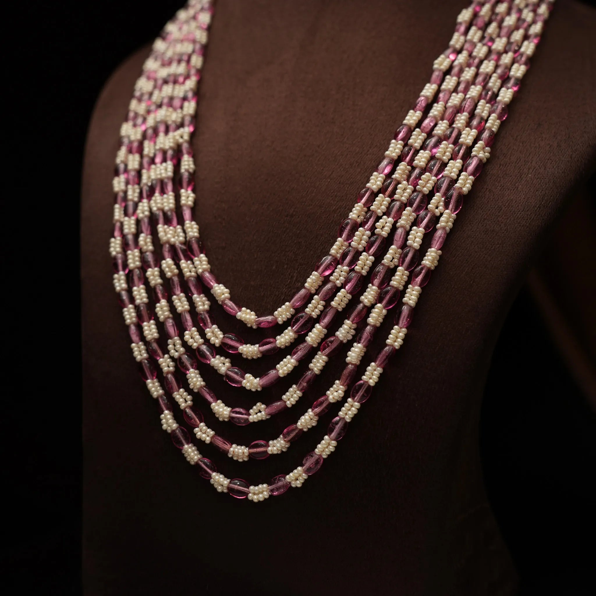 Krupa Beaded Necklace - Pink