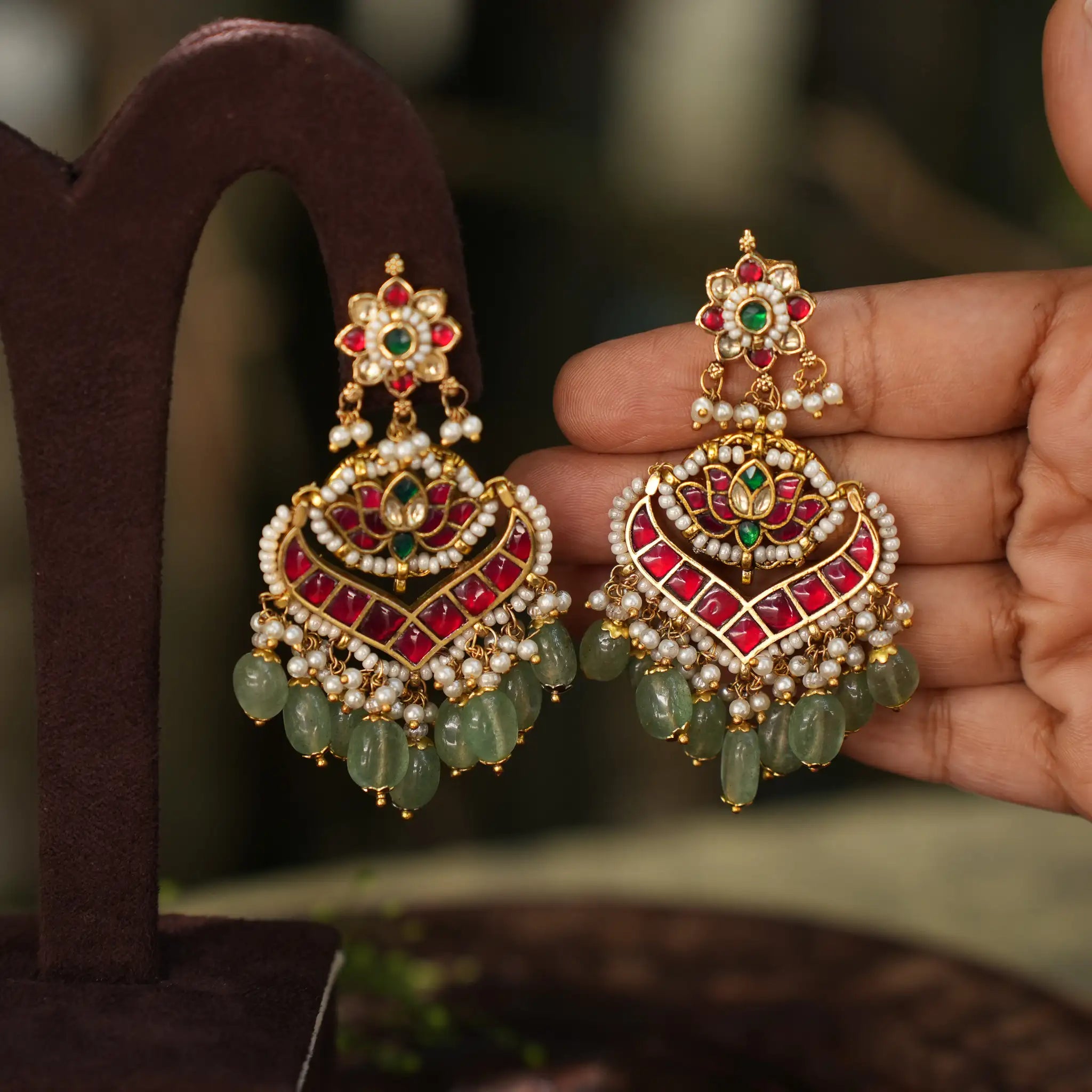 Kshanika Polki Chandbali Earrings
