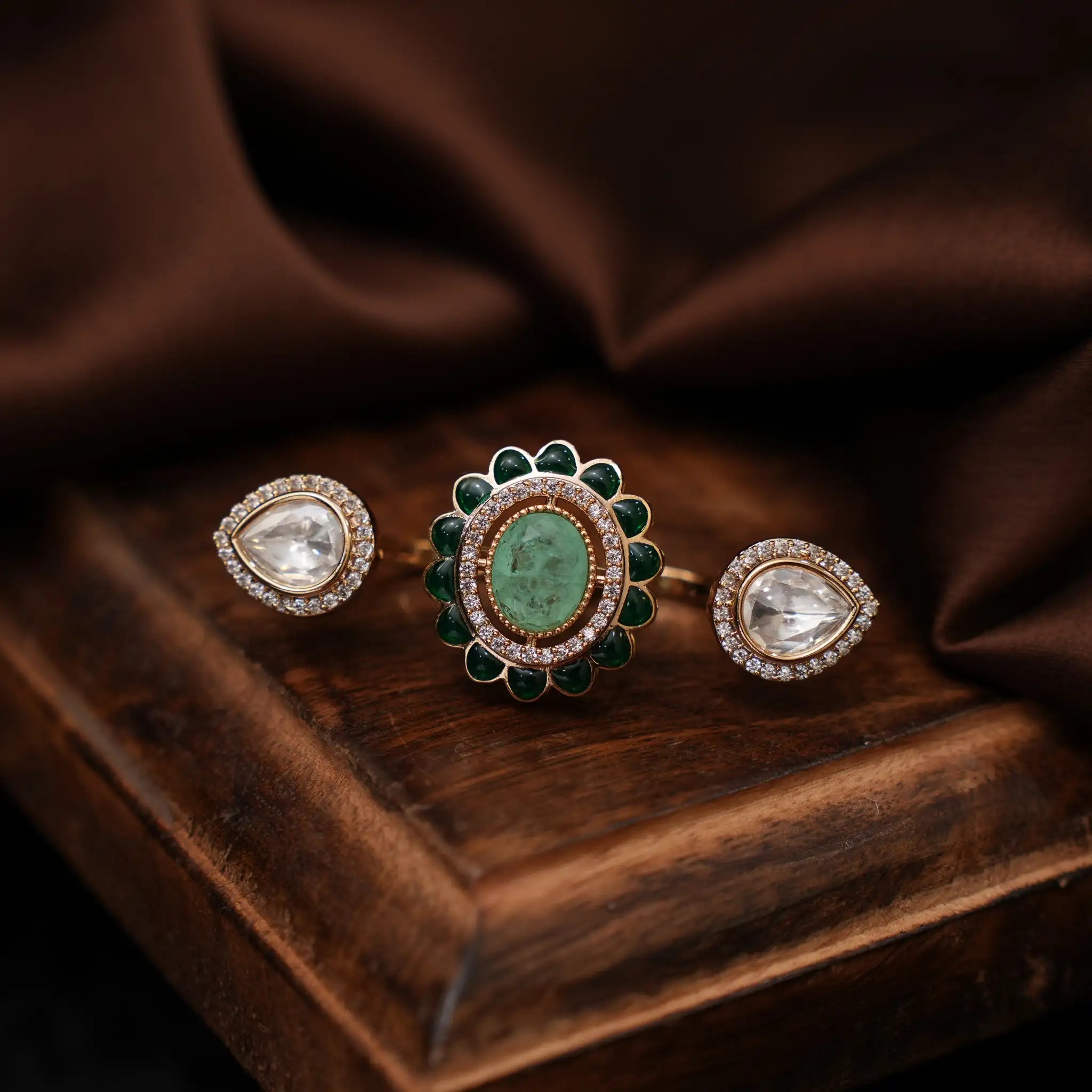 Kshiti Polki Ring - Green