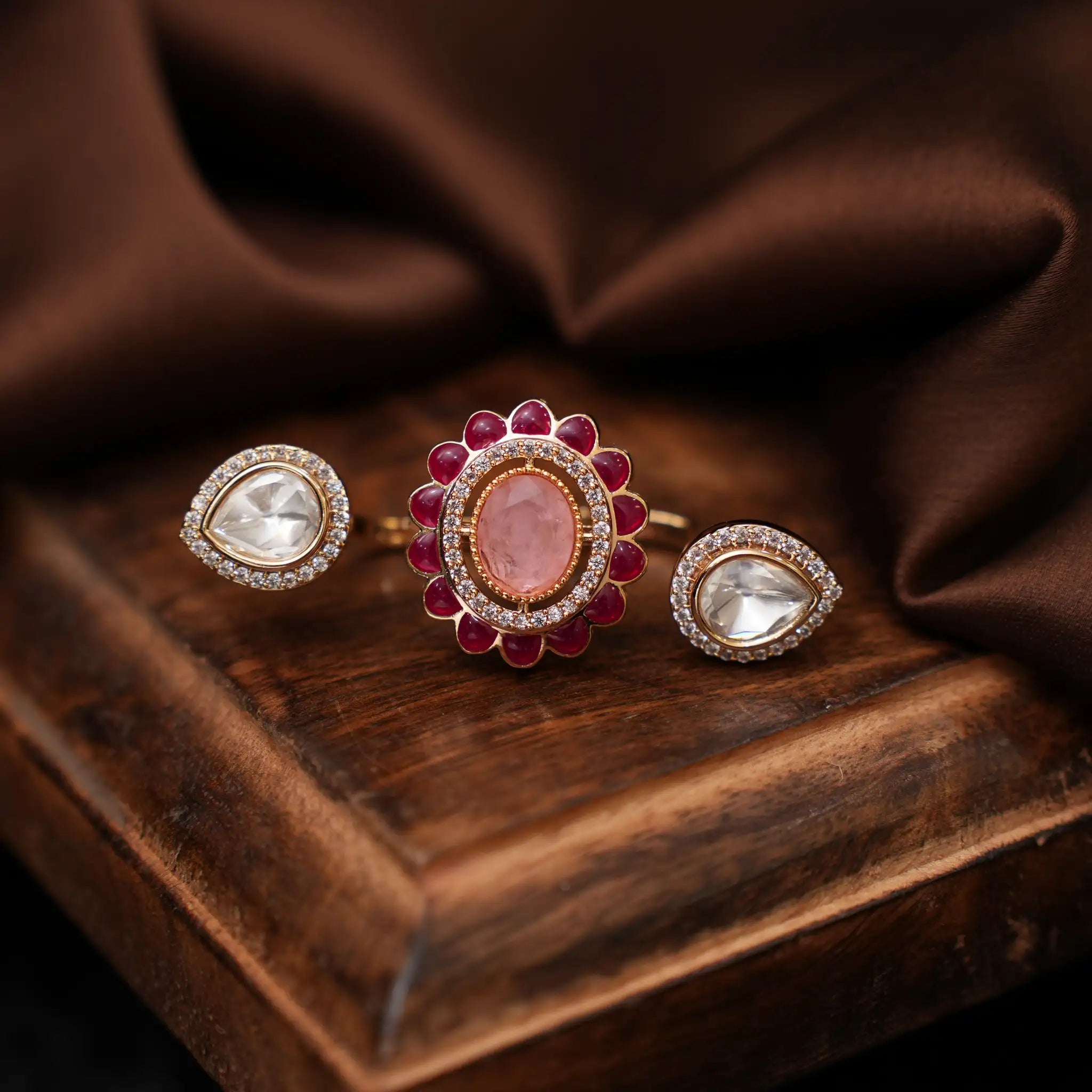 Kshiti Polki Ring - Pink