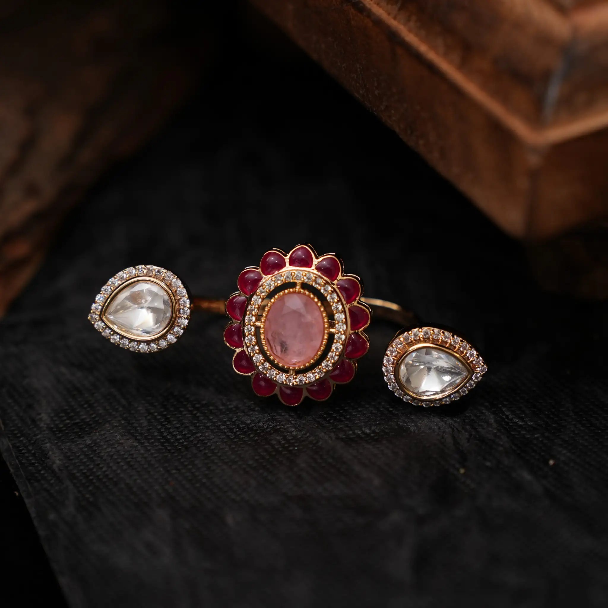 Kshiti Polki Ring - Pink