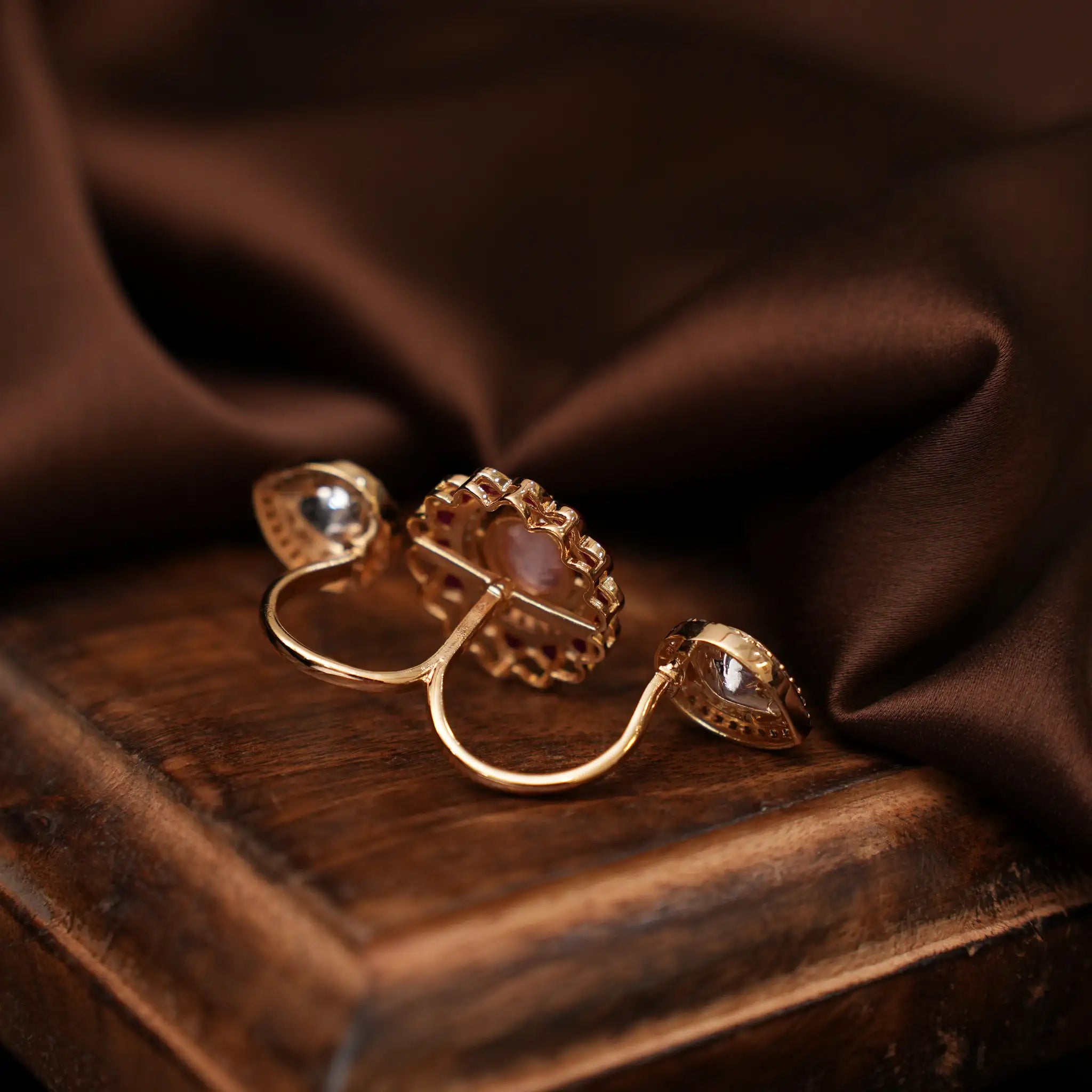 Kshiti Polki Ring - Green & Red