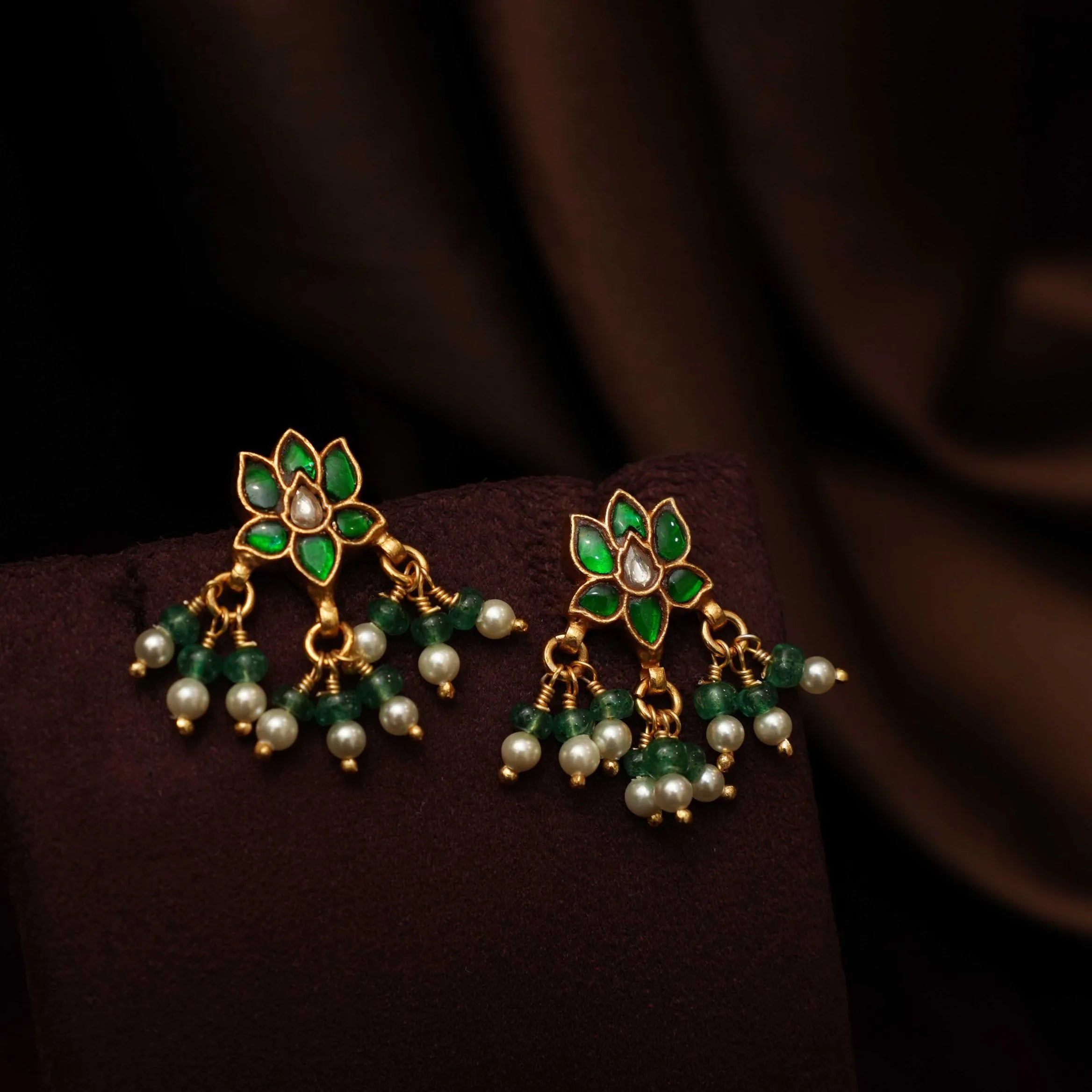 Lajja Silver Earrings - Green