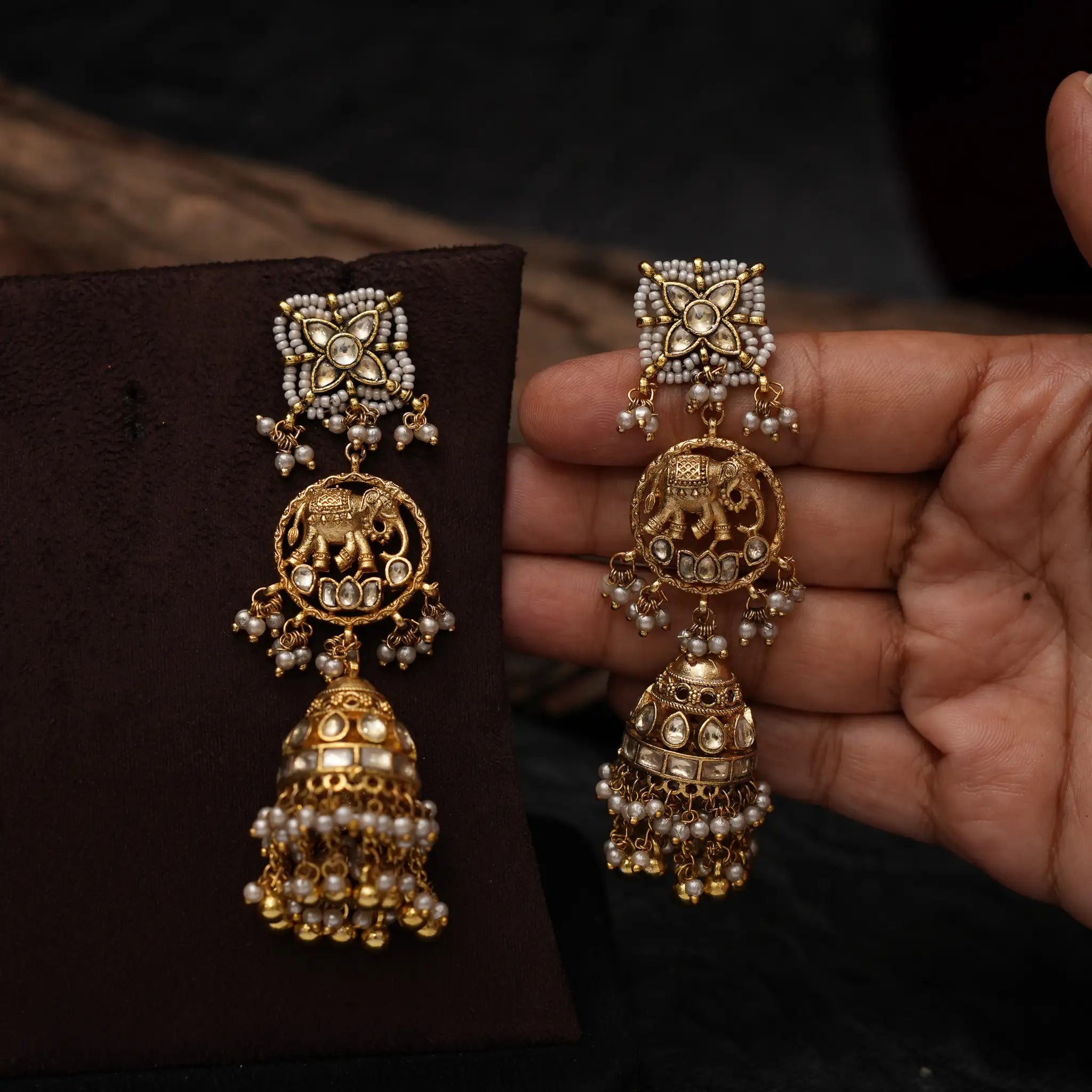 Lakini Polki Jhumka Earrings
