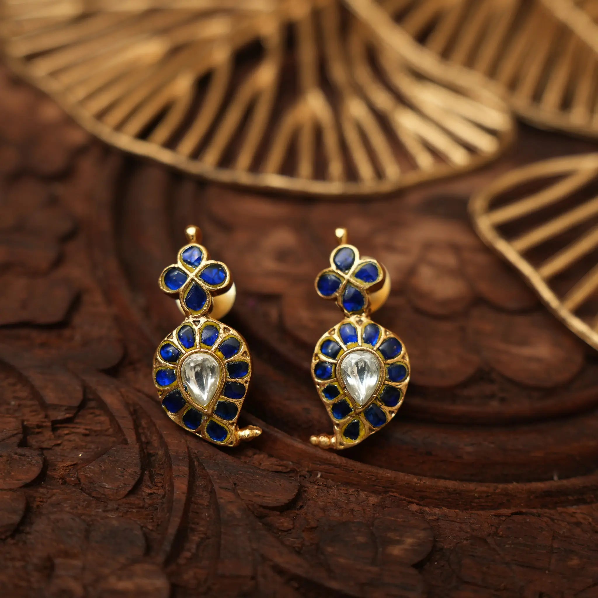 Lanvika Polki Mango Pendant - Blue