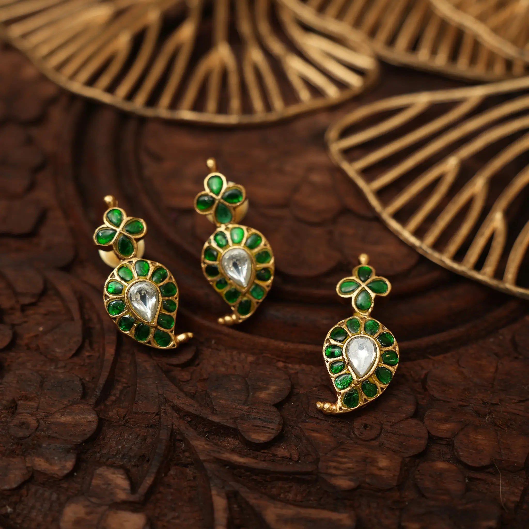 Lanvika Polki Mango Pendant - Green