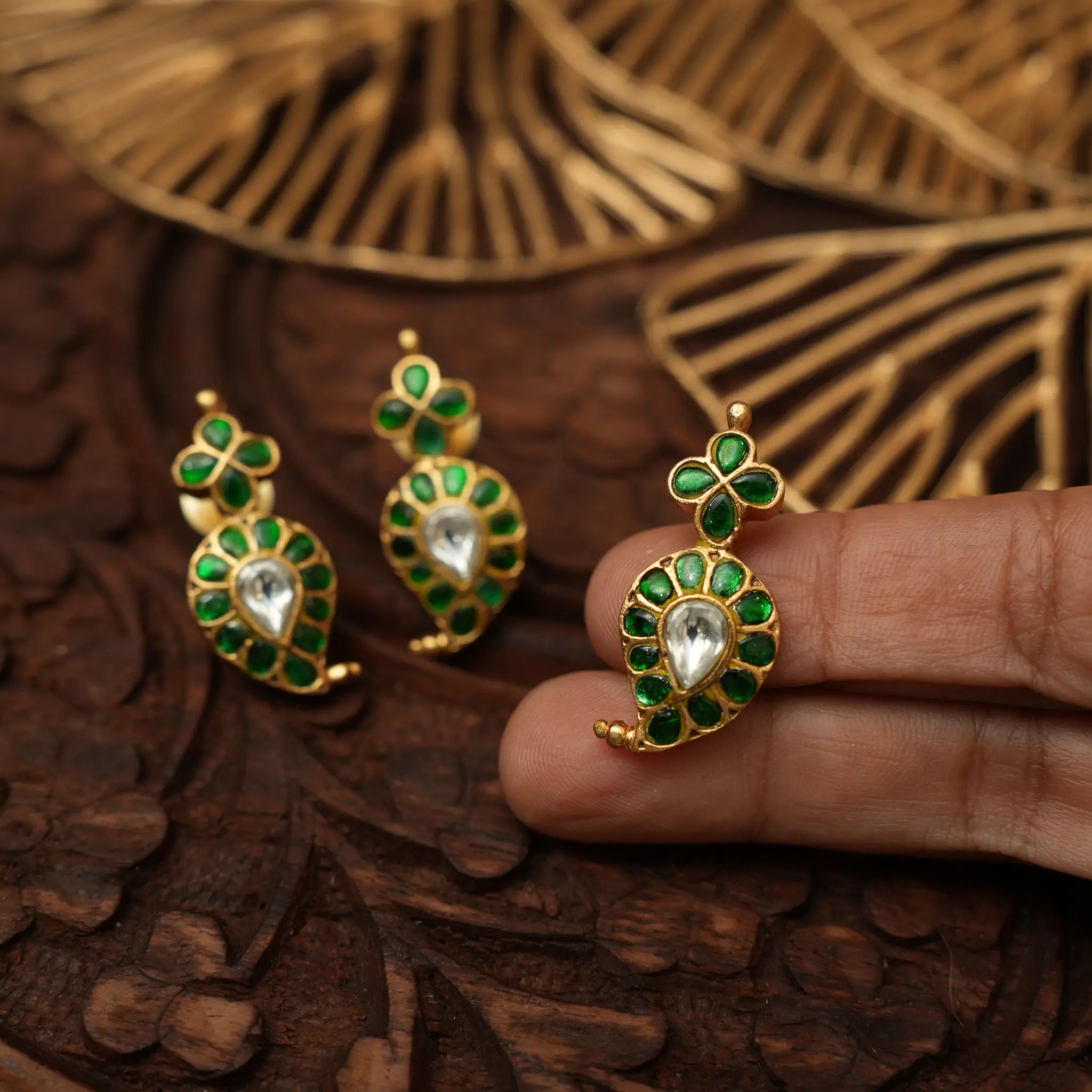 Lanvika Polki Mango Pendant - Green