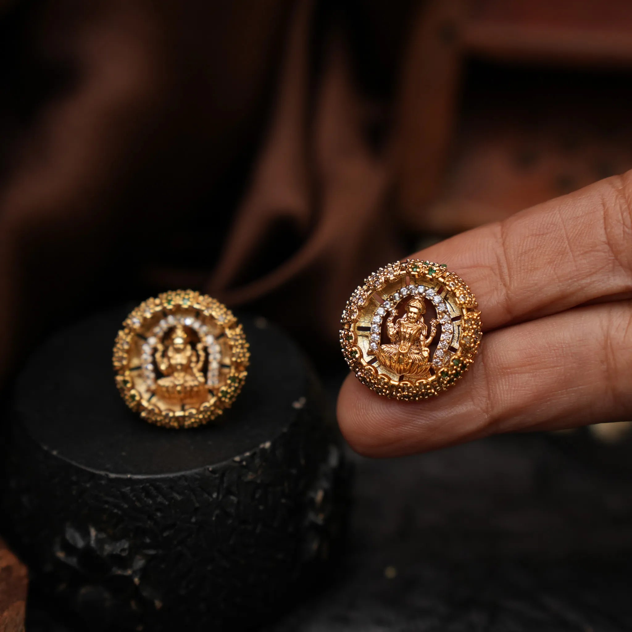 Lavenia Antique Ear Stud - Green