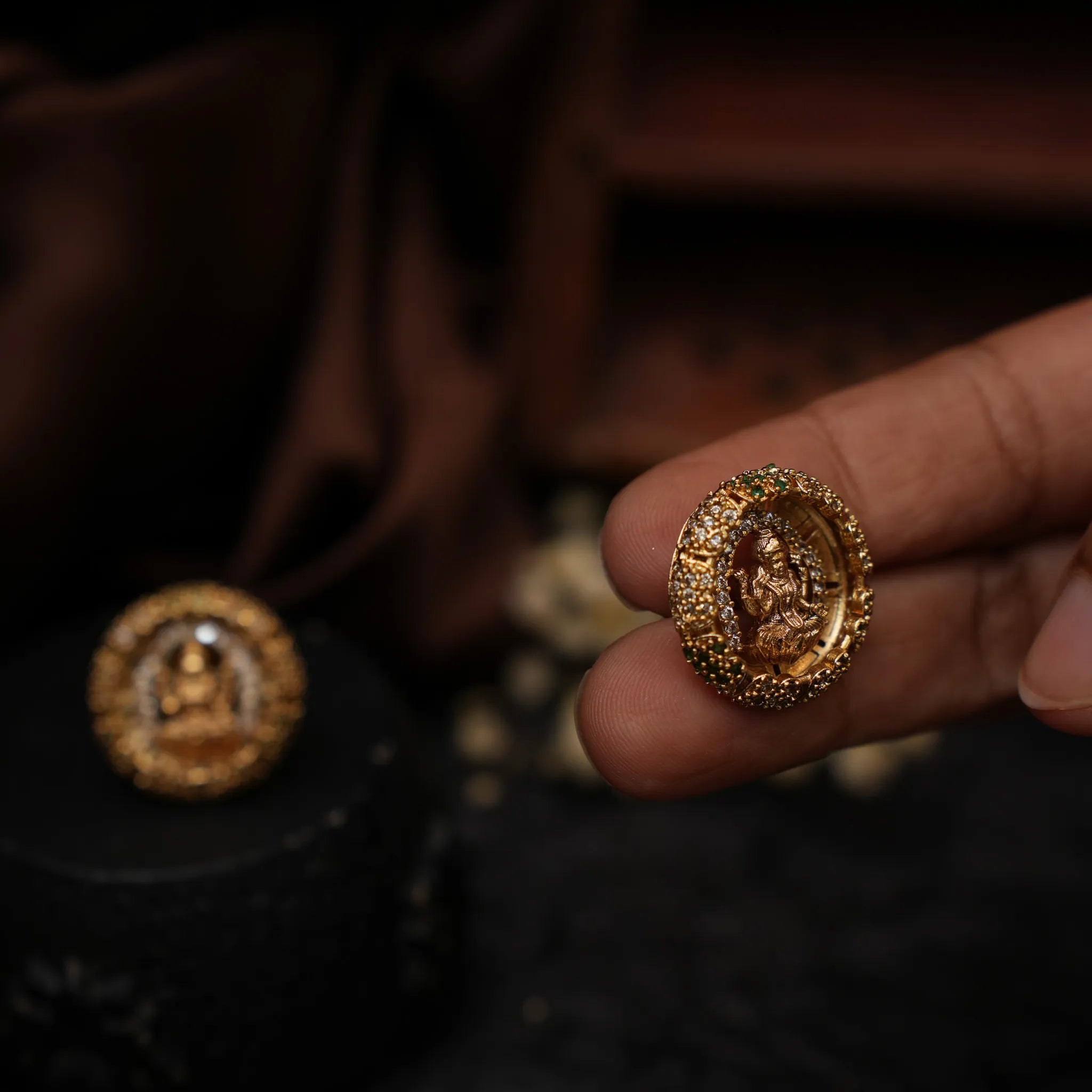 Lavenia Antique Ear Stud - Green