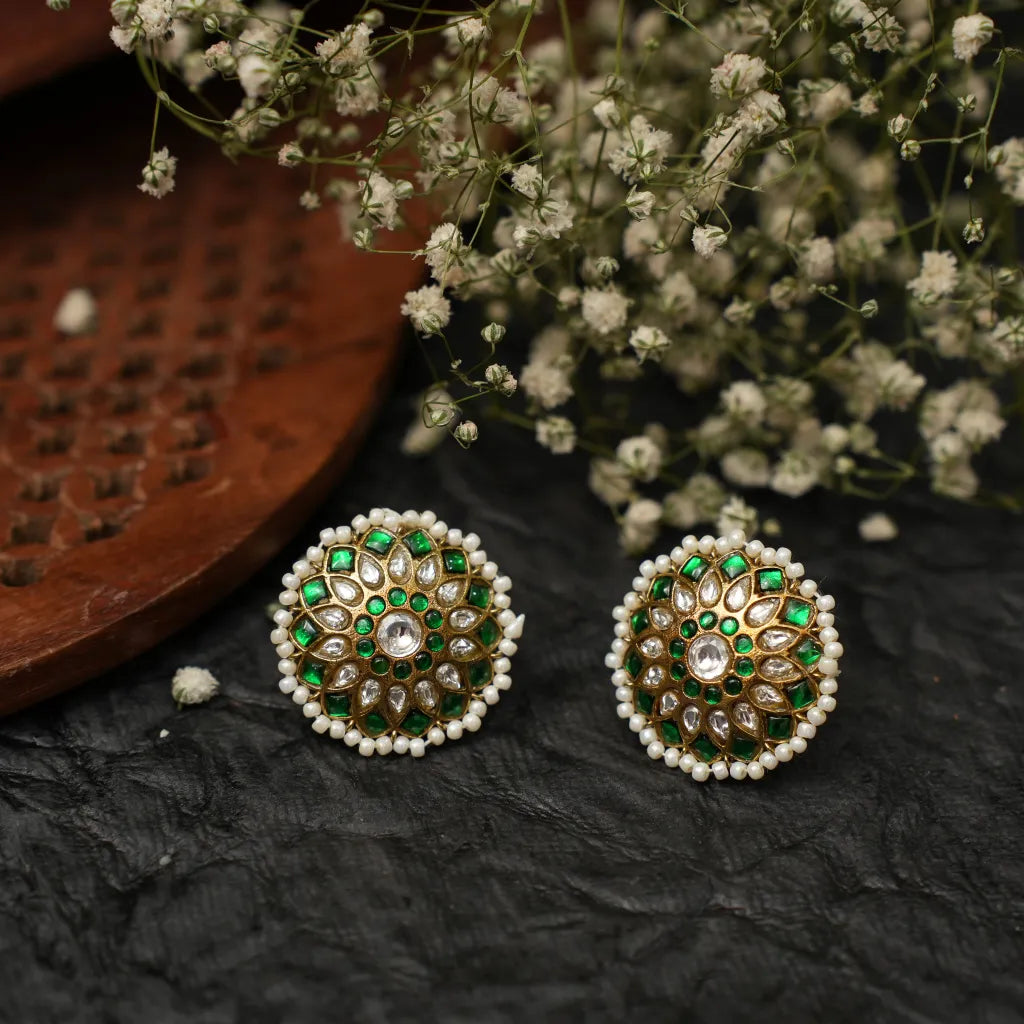 Leina Polki Ear Stud - Green