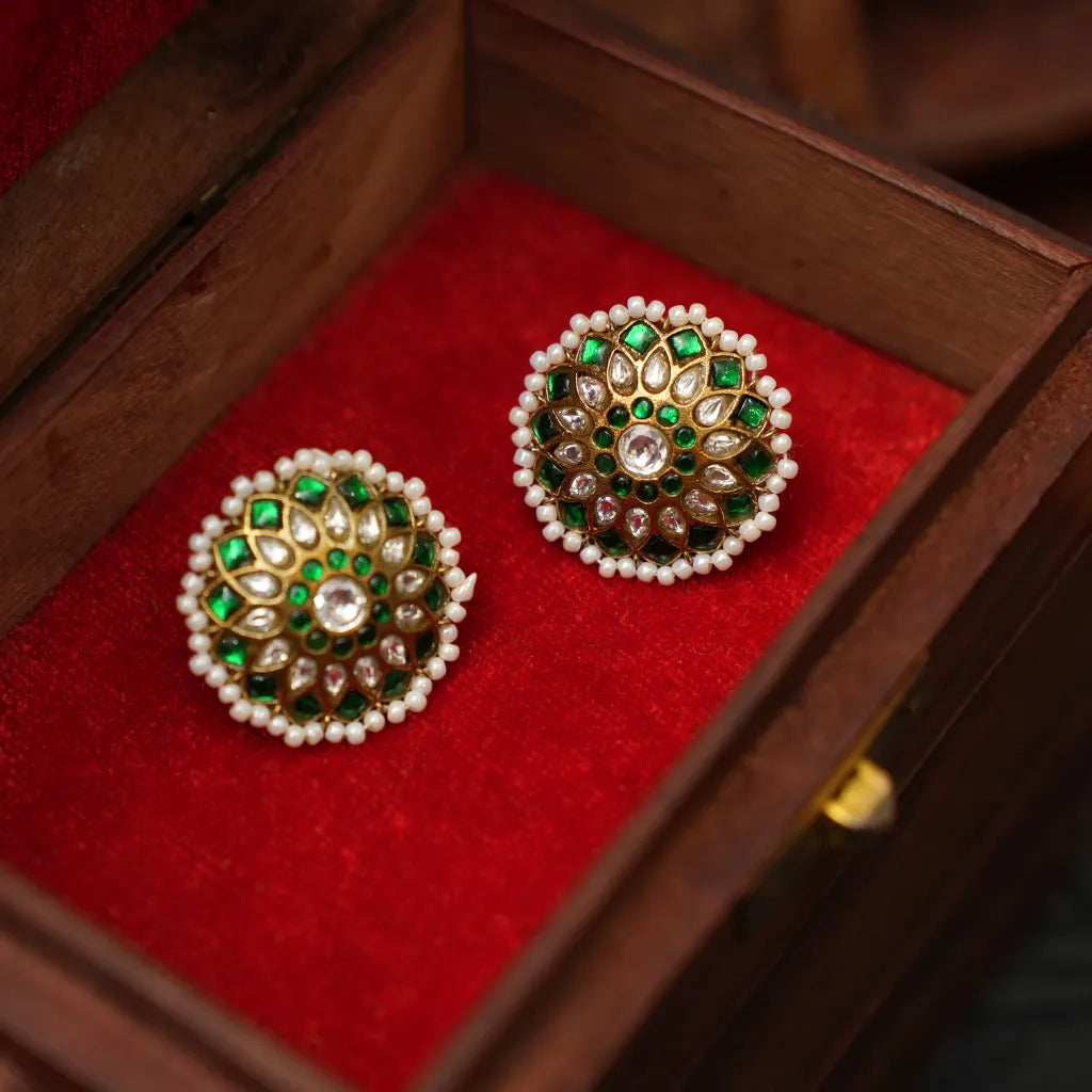 Leina Polki Ear Stud - Green