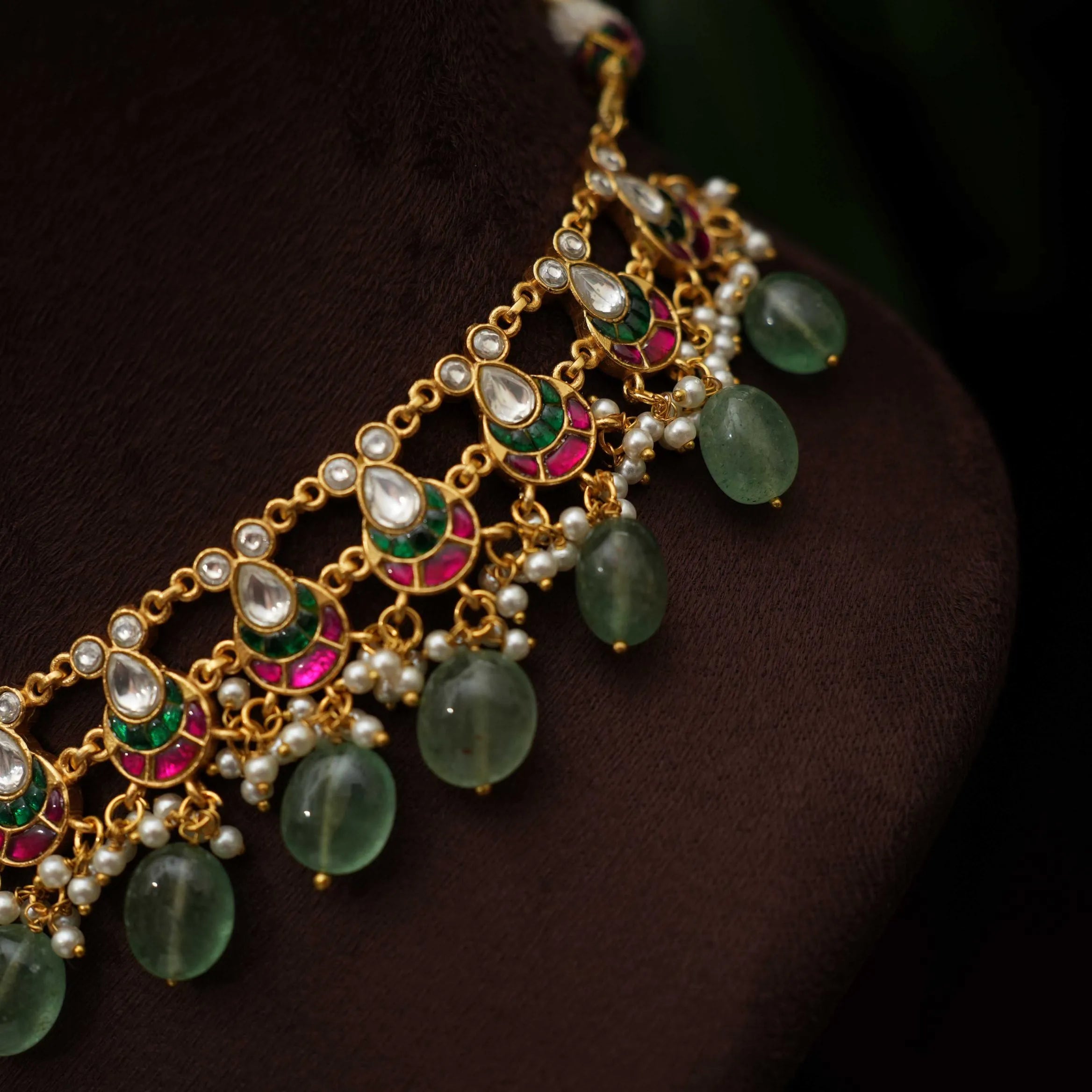 Amita Pearl Polki Necklace - Green