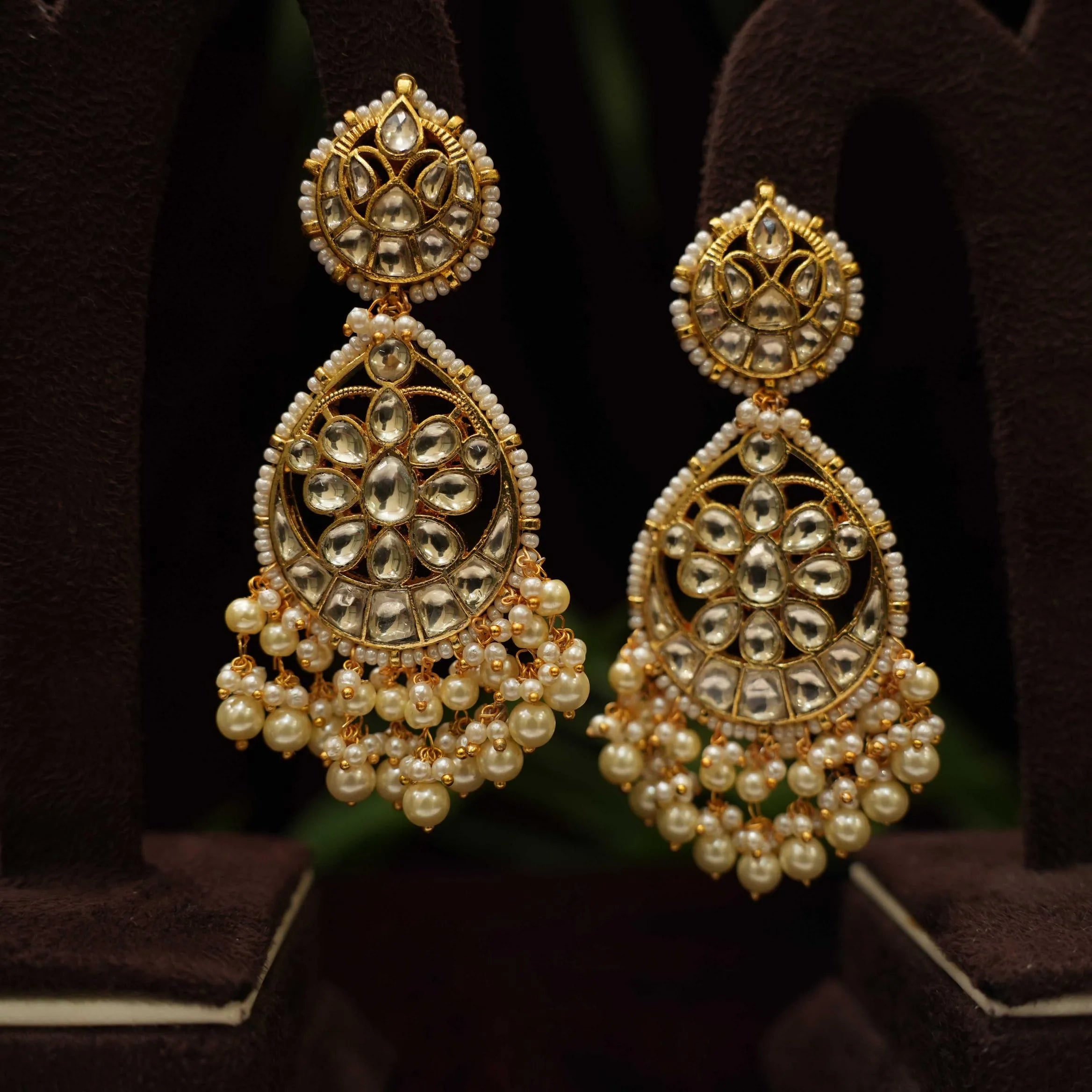 Leora Polki Chandbali Earrings - Rimli Boutique