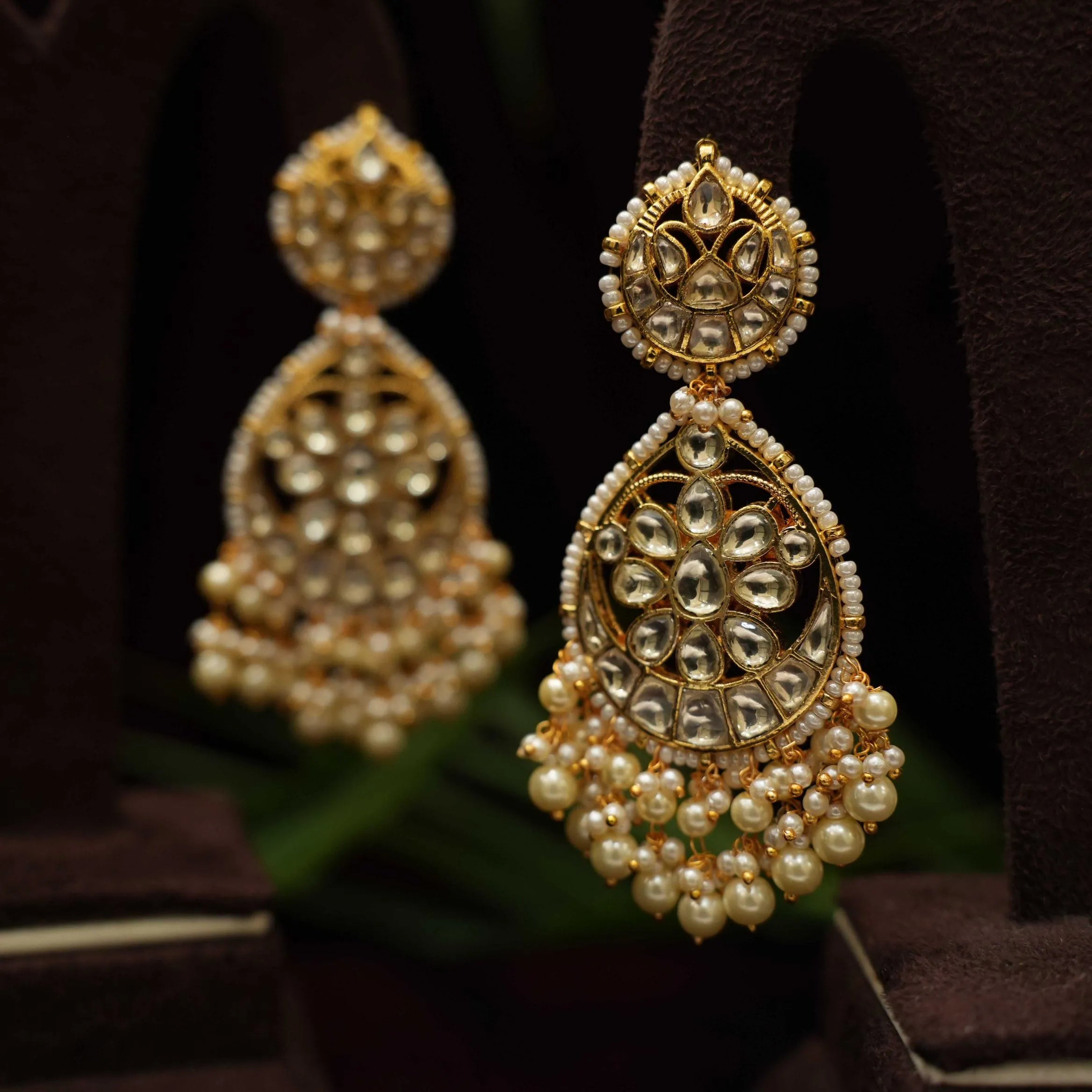 Leora Polki Chandbali Earrings - Rimli Boutique