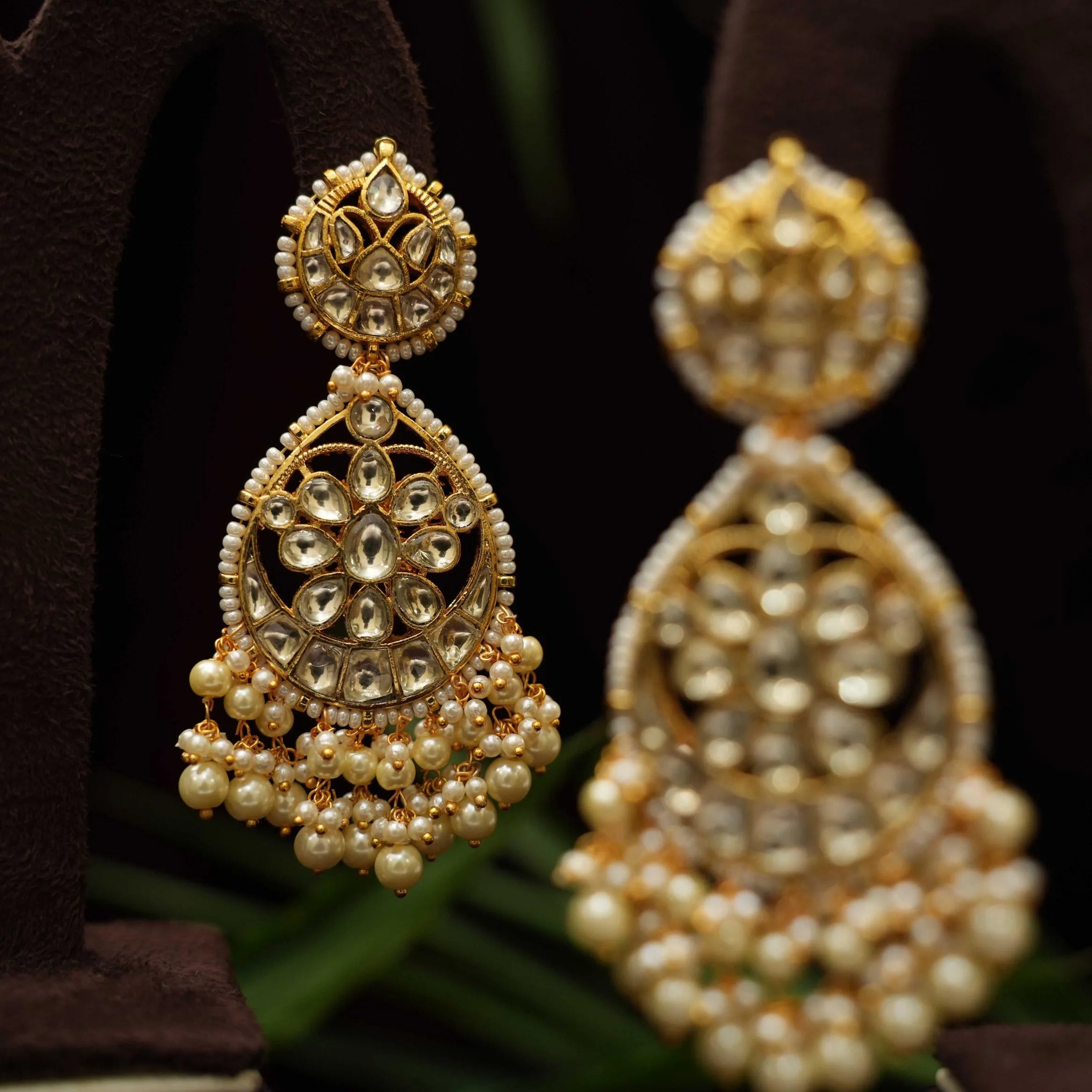 Leora Polki Chandbali Earrings - Rimli Boutique