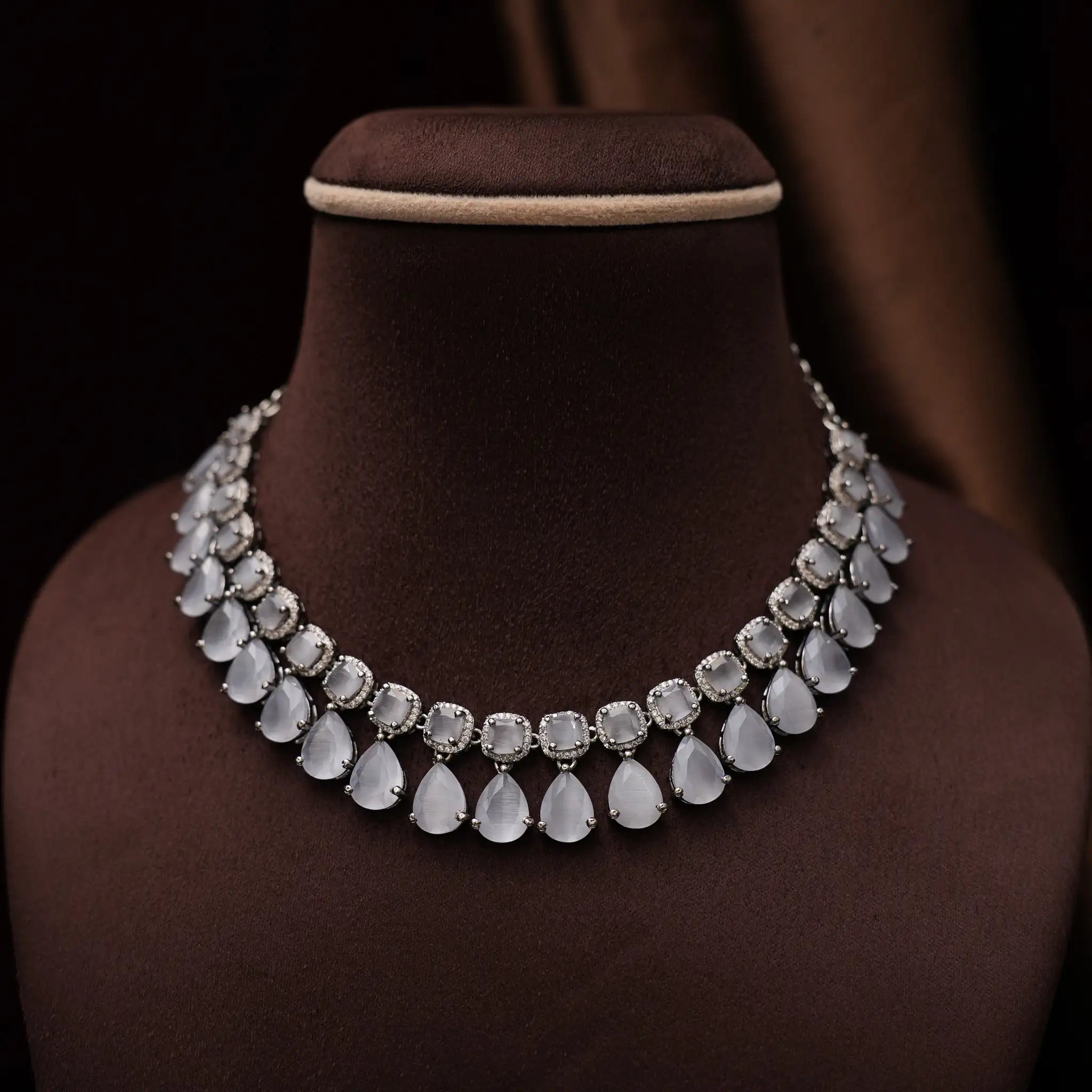 Libni Zircon Necklace - Grey