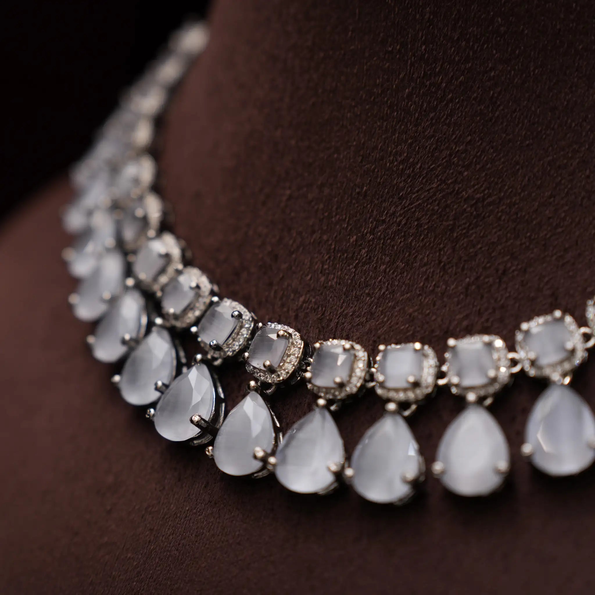 Libni Zircon Necklace - Grey