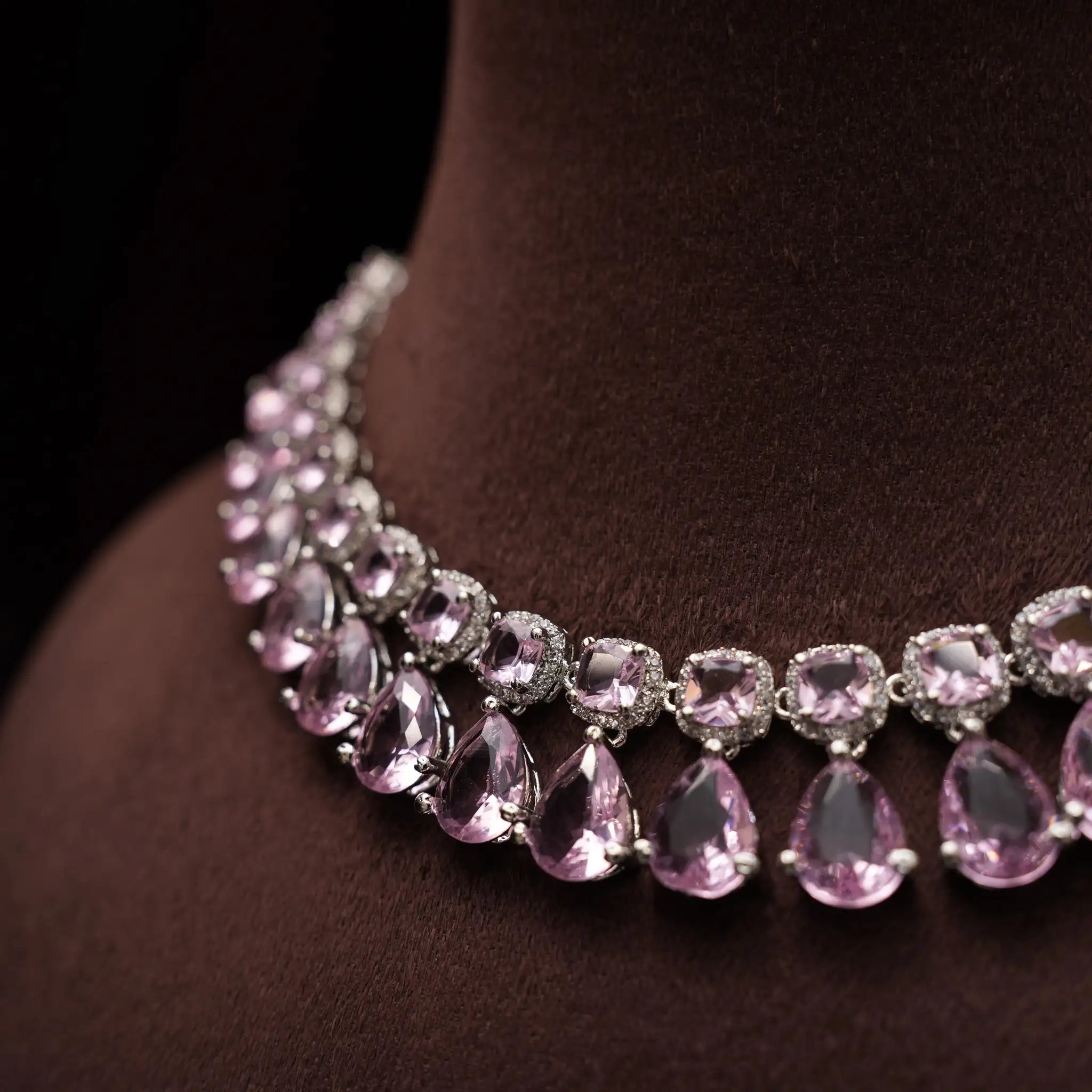 Libni Zircon Necklace - Light Pink