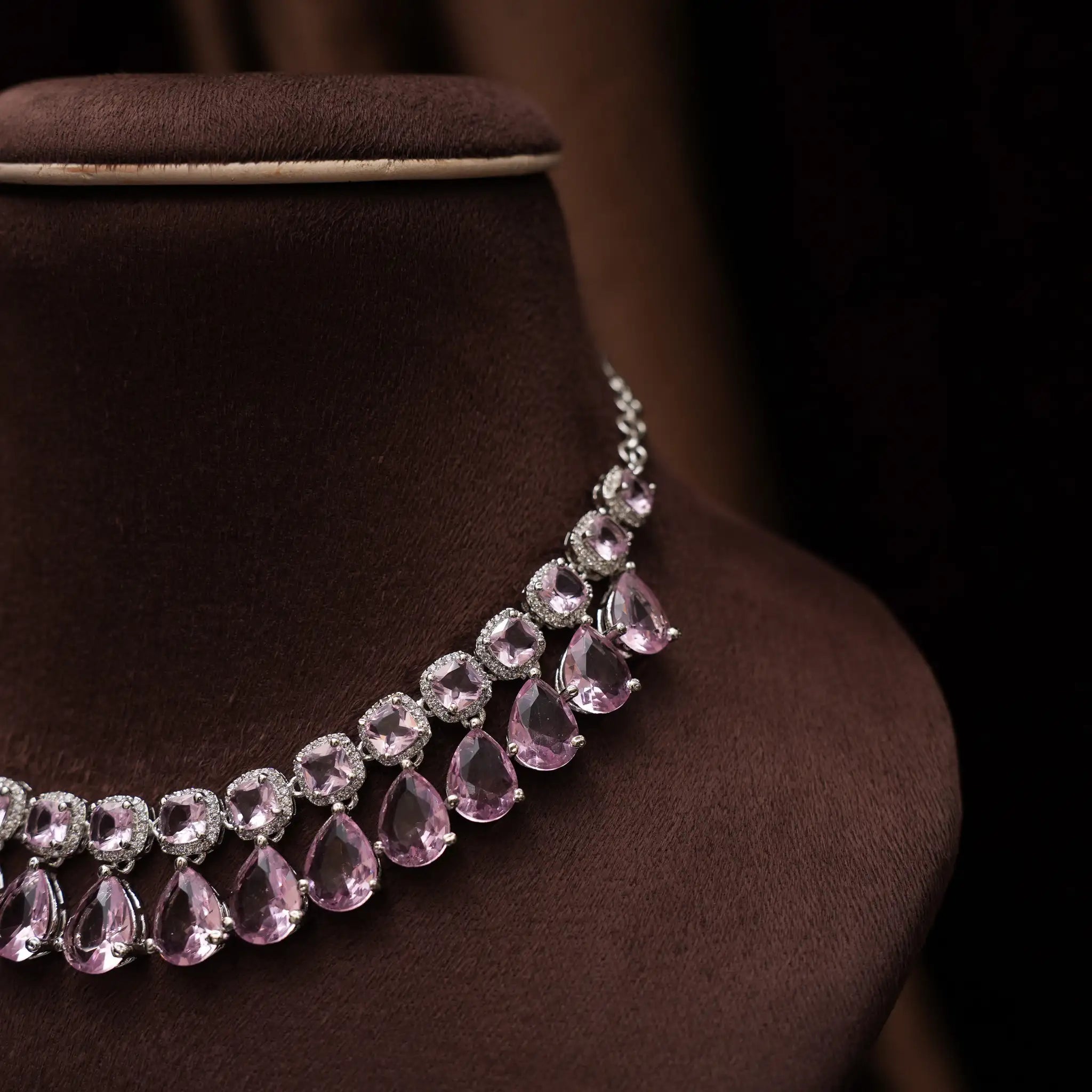 Libni Zircon Necklace - Light Pink